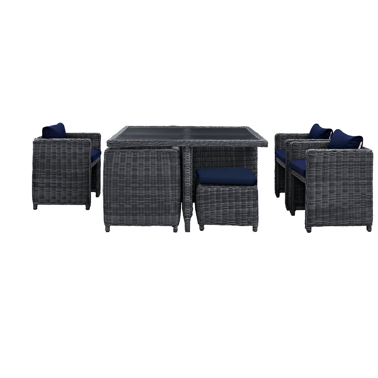 Summon 9 Piece Outdoor Patio Sunbrella Dining Set Canvas Navy