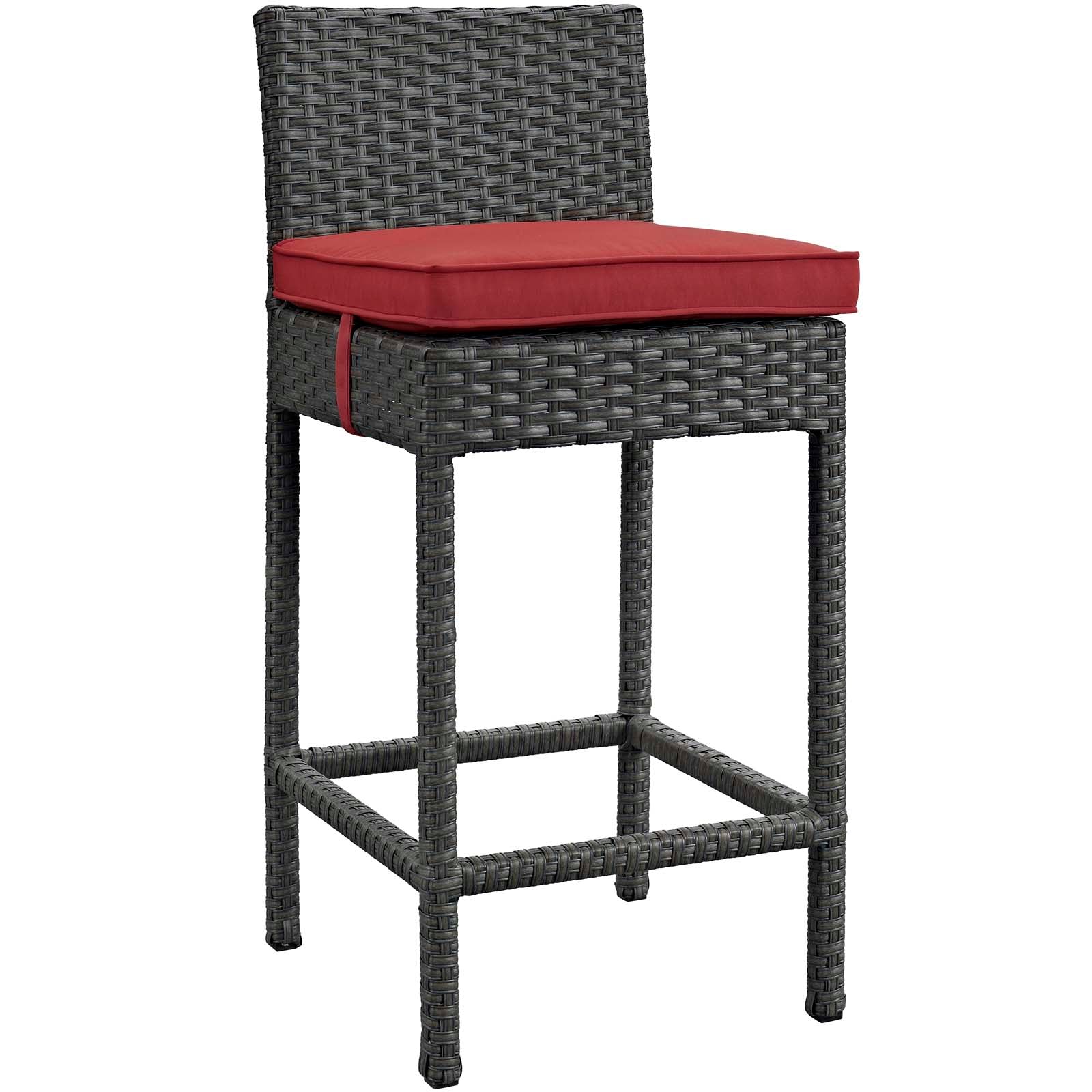 Modway Outdoor Barstools - Sojourn Outdoor Patio Sunbrella Bar Stool Canvas Red