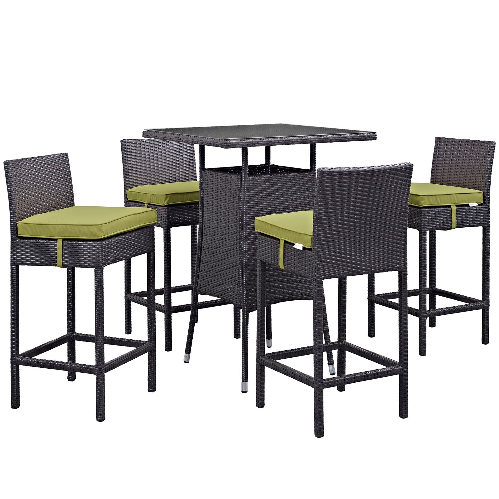Modway Outdoor Dining Sets - Convene 5 Piece Outdoor Patio Pub Set Espresso Peridot