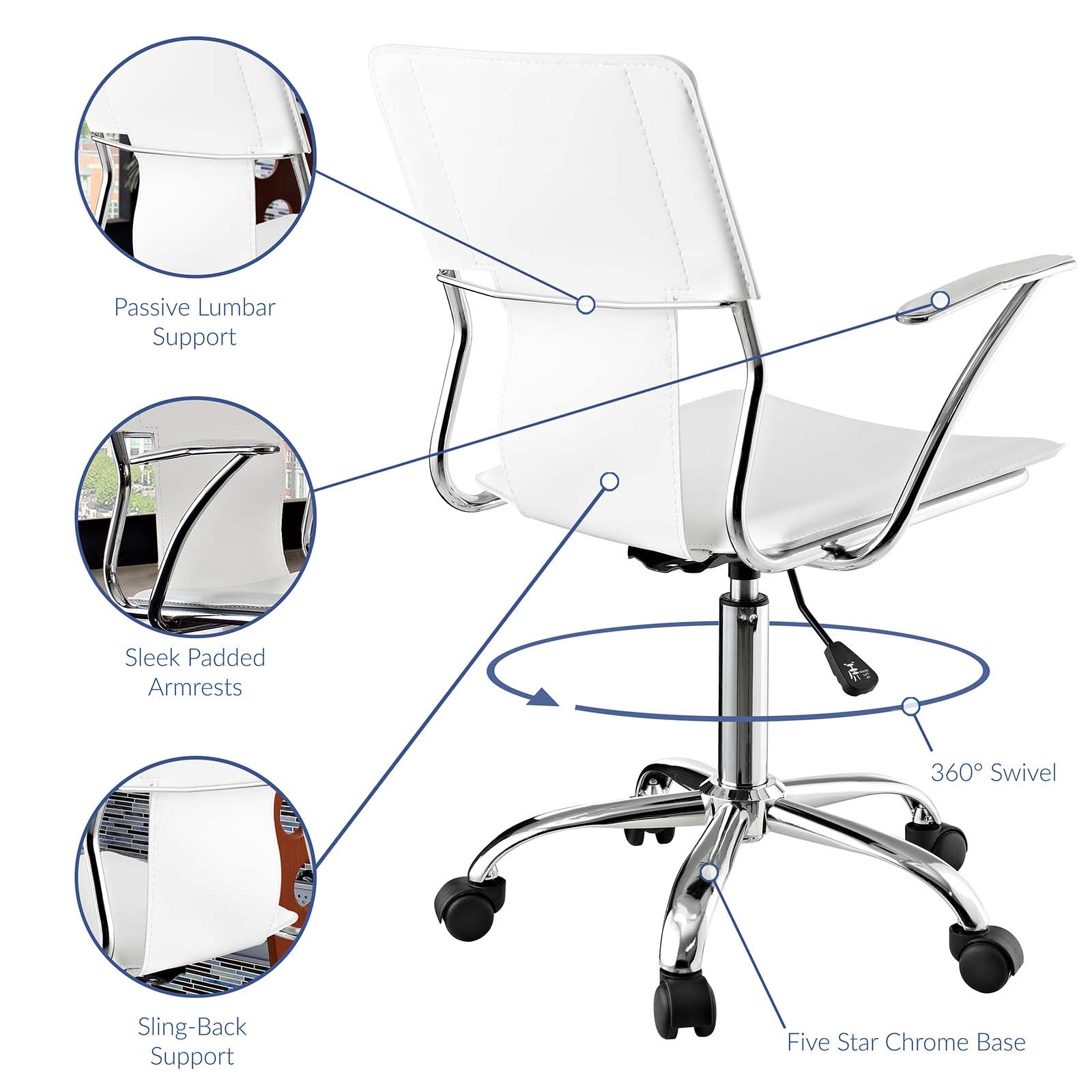 Modway Task Chairs - Studio Office Chair White