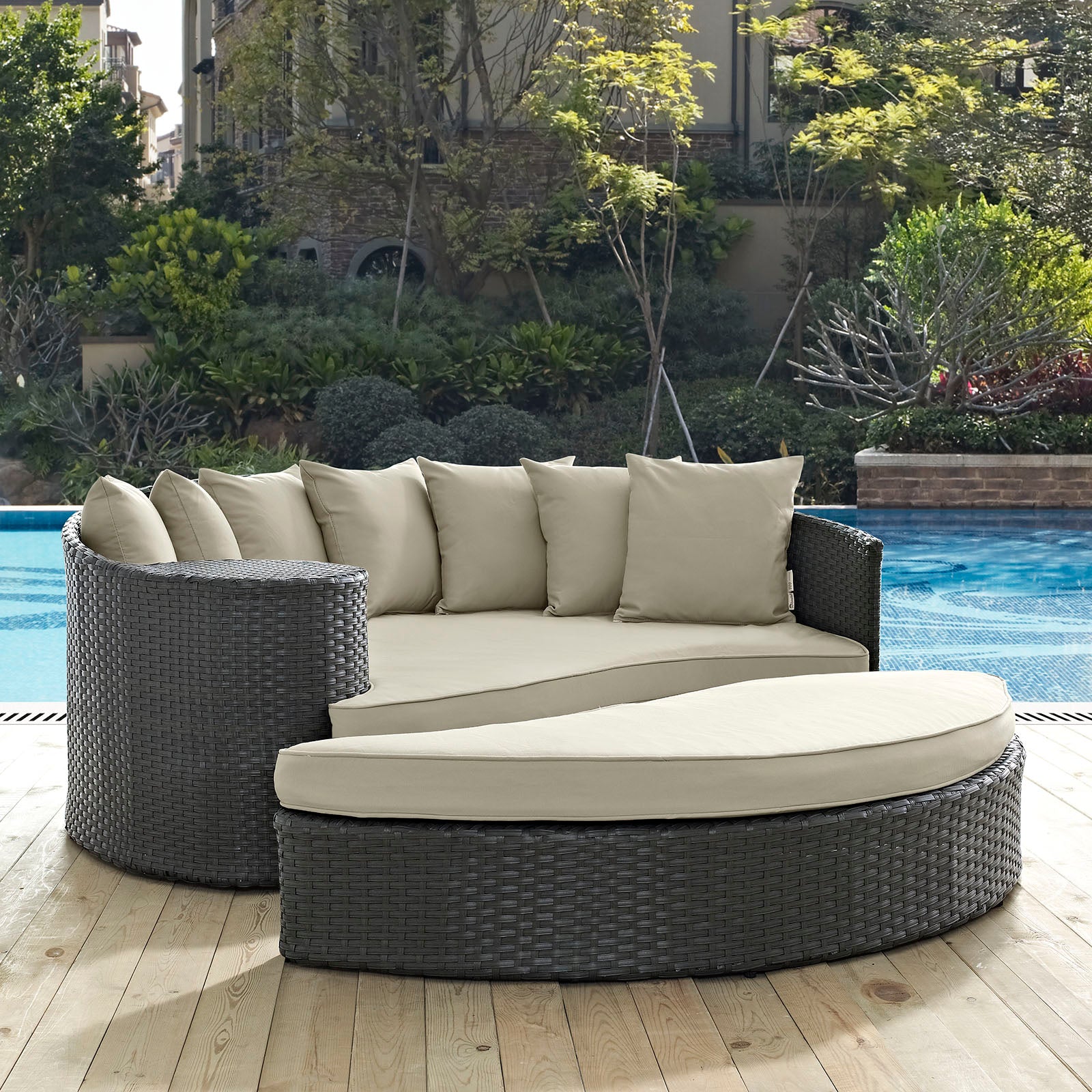 Modway Patio Daybeds - Sojourn Outdoor Patio Sunbrella 71"W Daybed Antique Canvas Beige
