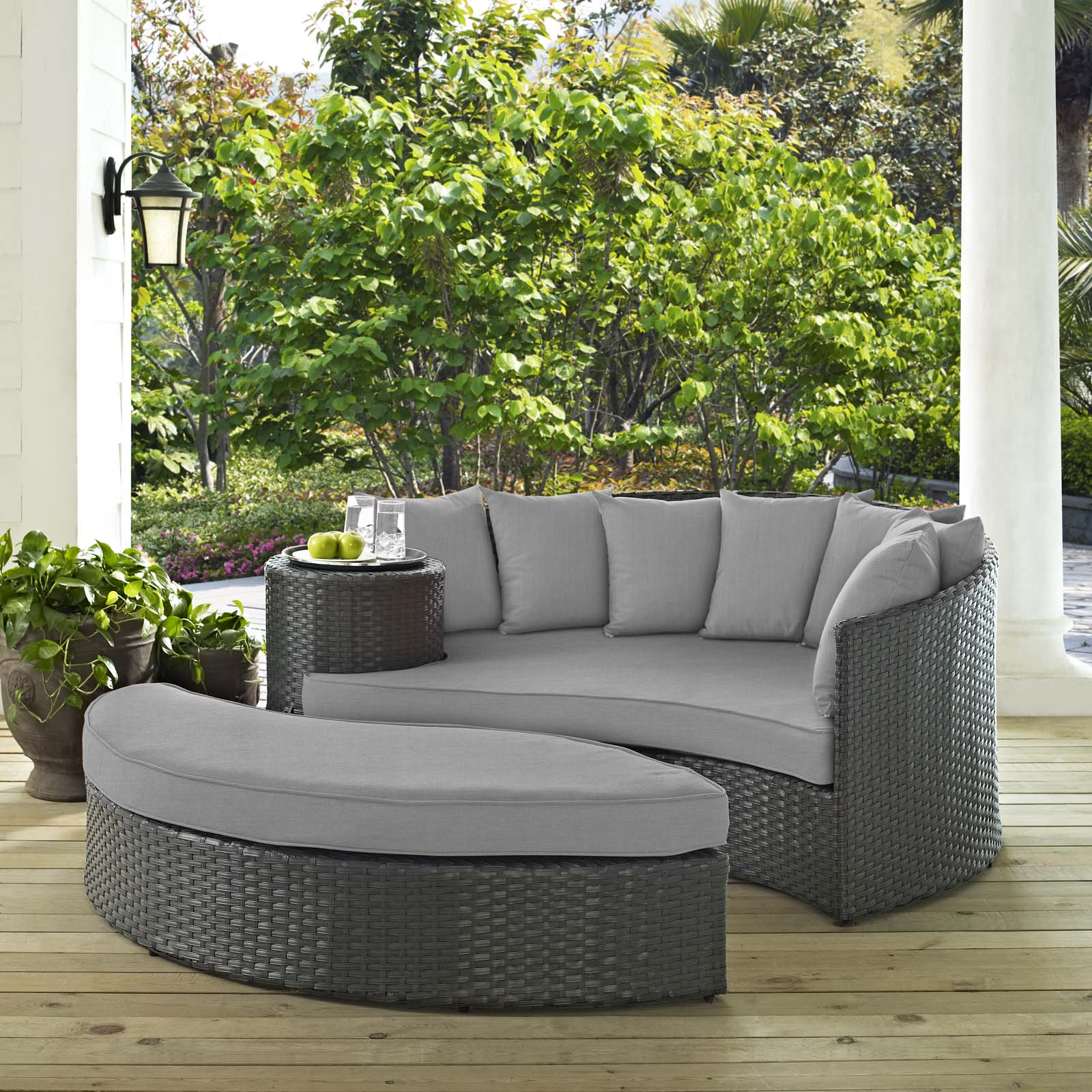 Modway Patio Daybeds - Sojourn Outdoor Patio Sunbrella 71"W Daybed Canvas Gray