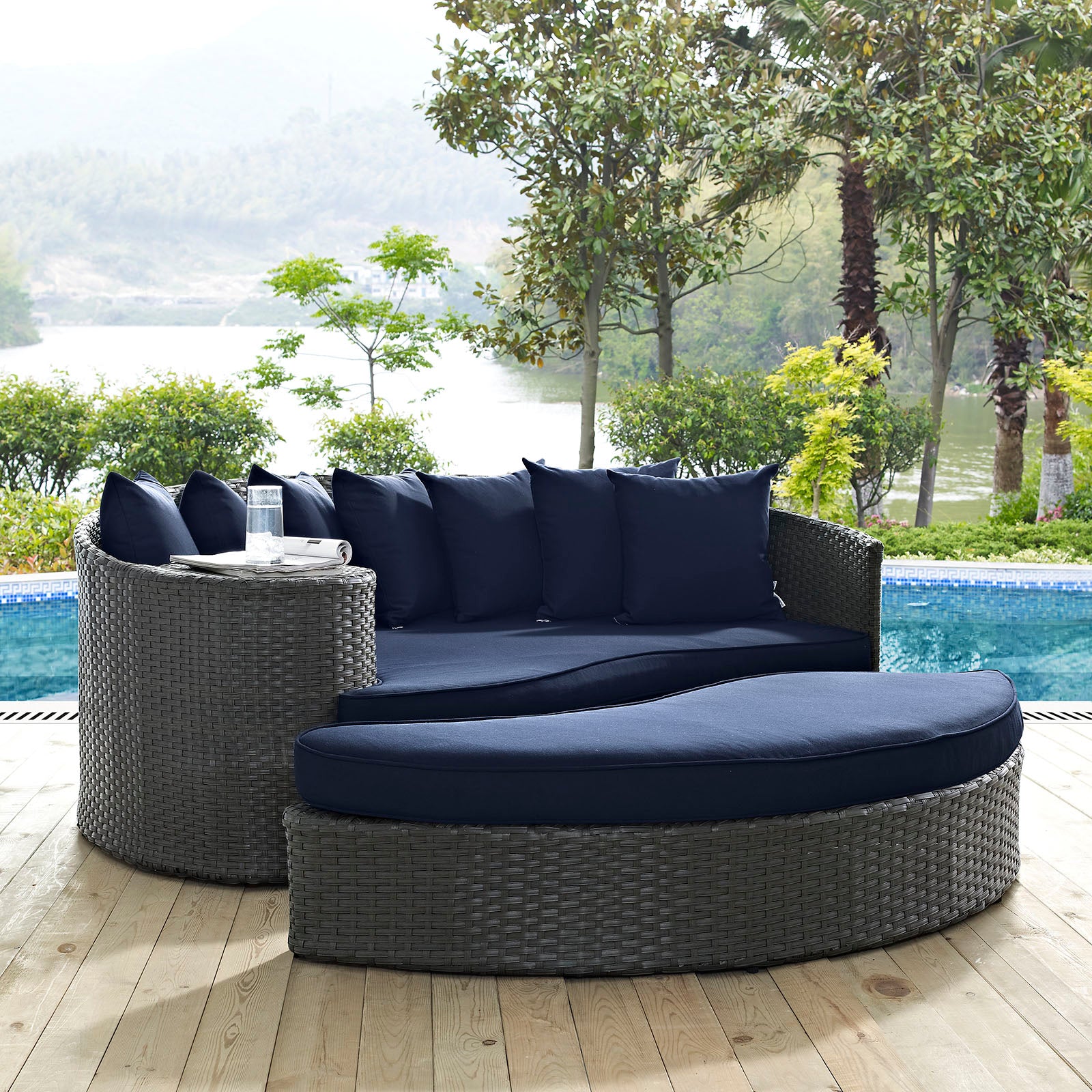 Modway Patio Daybeds - Sojourn Outdoor Patio Daybed Canvas Navy