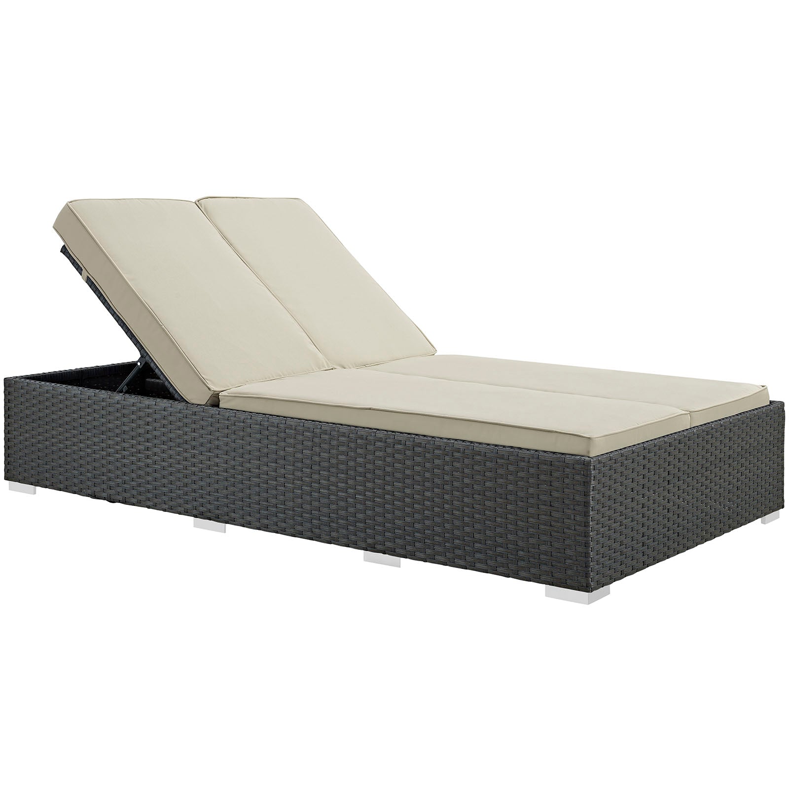 Sojourn Outdoor Patio Sunbrella Double Chaise Chocolate Beige