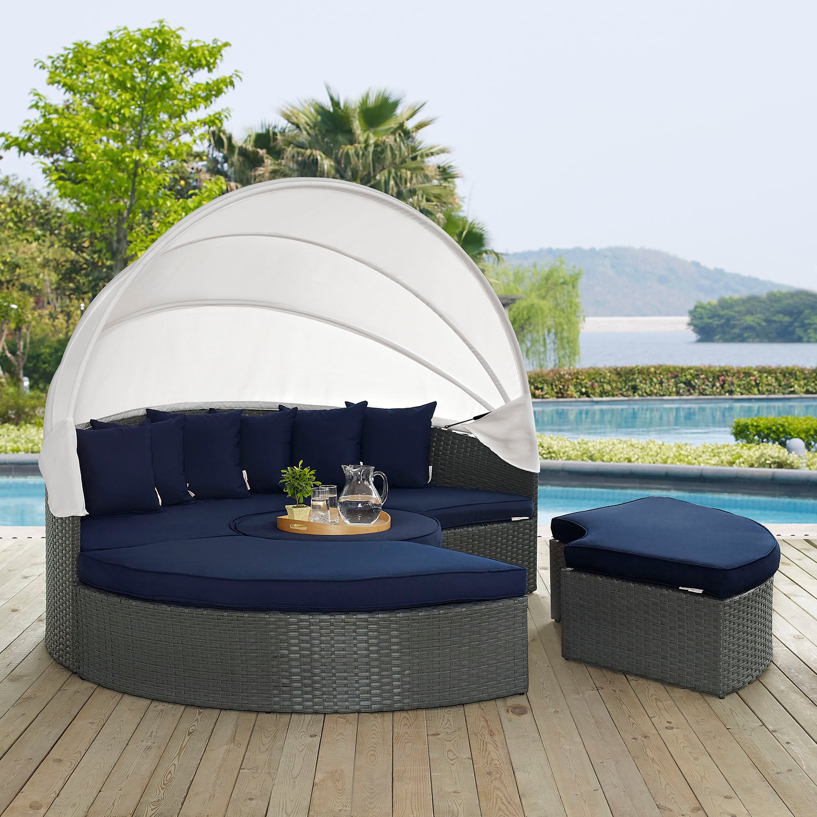 Modway Patio Daybeds - Sojourn Outdoor Patio Sunbrella Daybed Canvas Navy