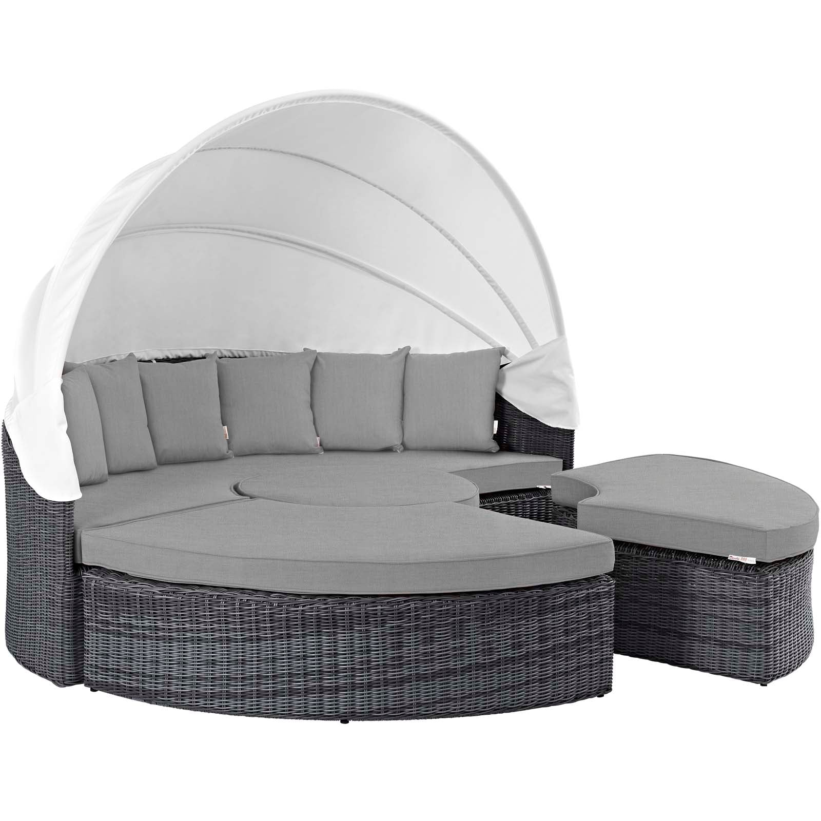 Modway Patio Daybeds - Summon Canopy Outdoor Patio Sunbrella Daybed Canvas Gray