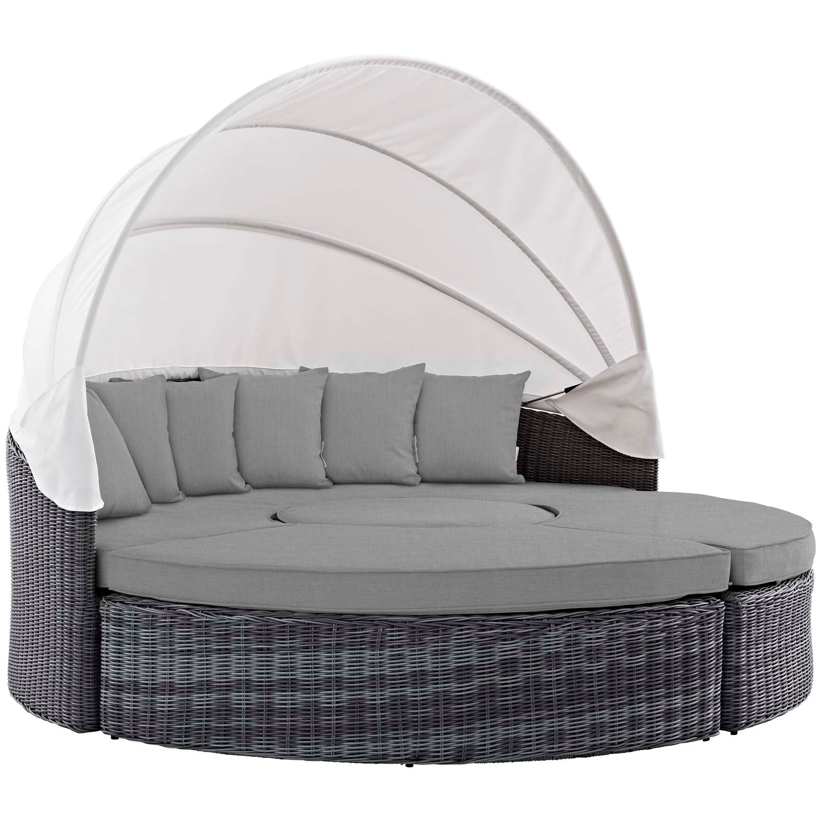 Modway Patio Daybeds - Summon Canopy Outdoor Patio Sunbrella Daybed Canvas Gray