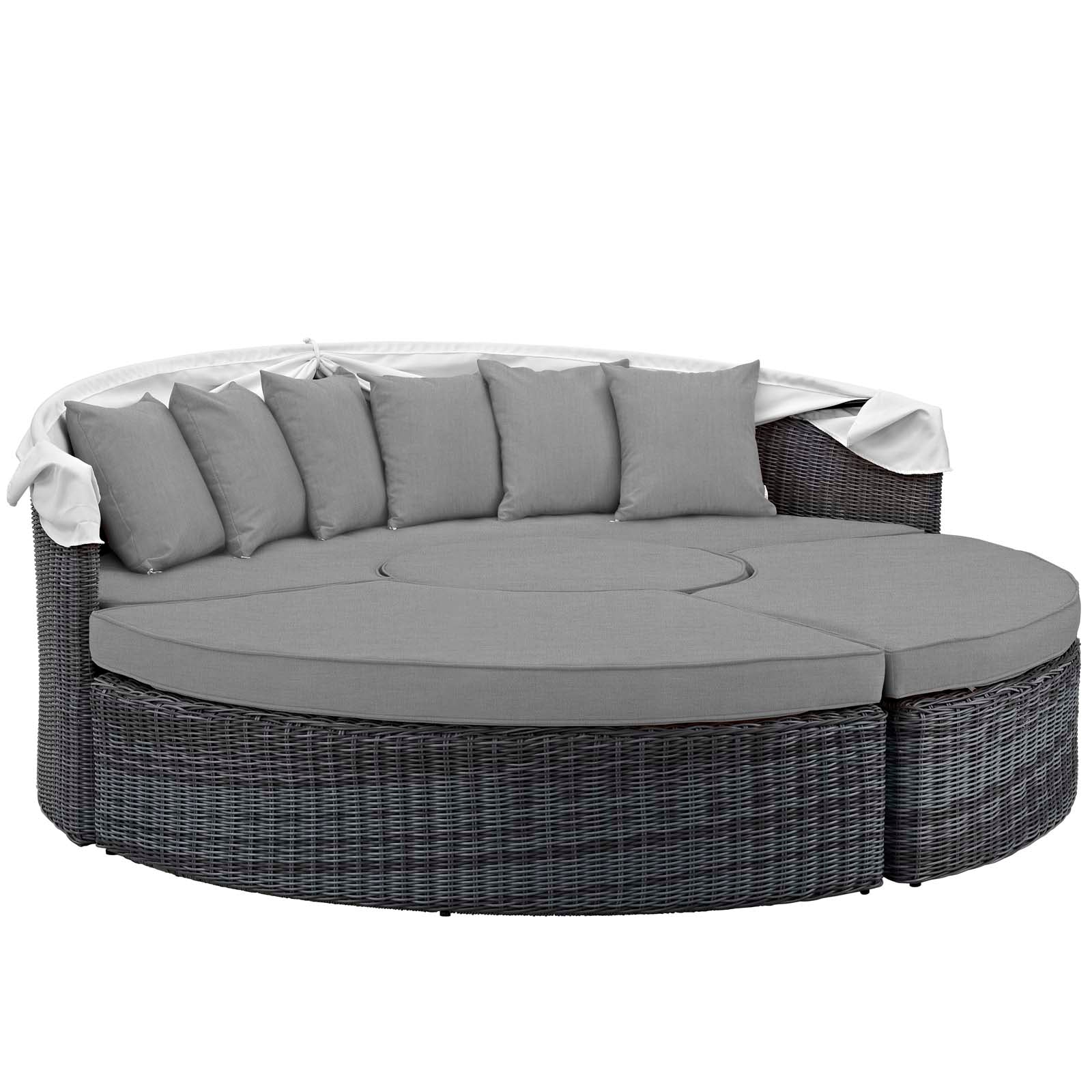 Modway Patio Daybeds - Summon Canopy Outdoor Patio Sunbrella Daybed Canvas Gray