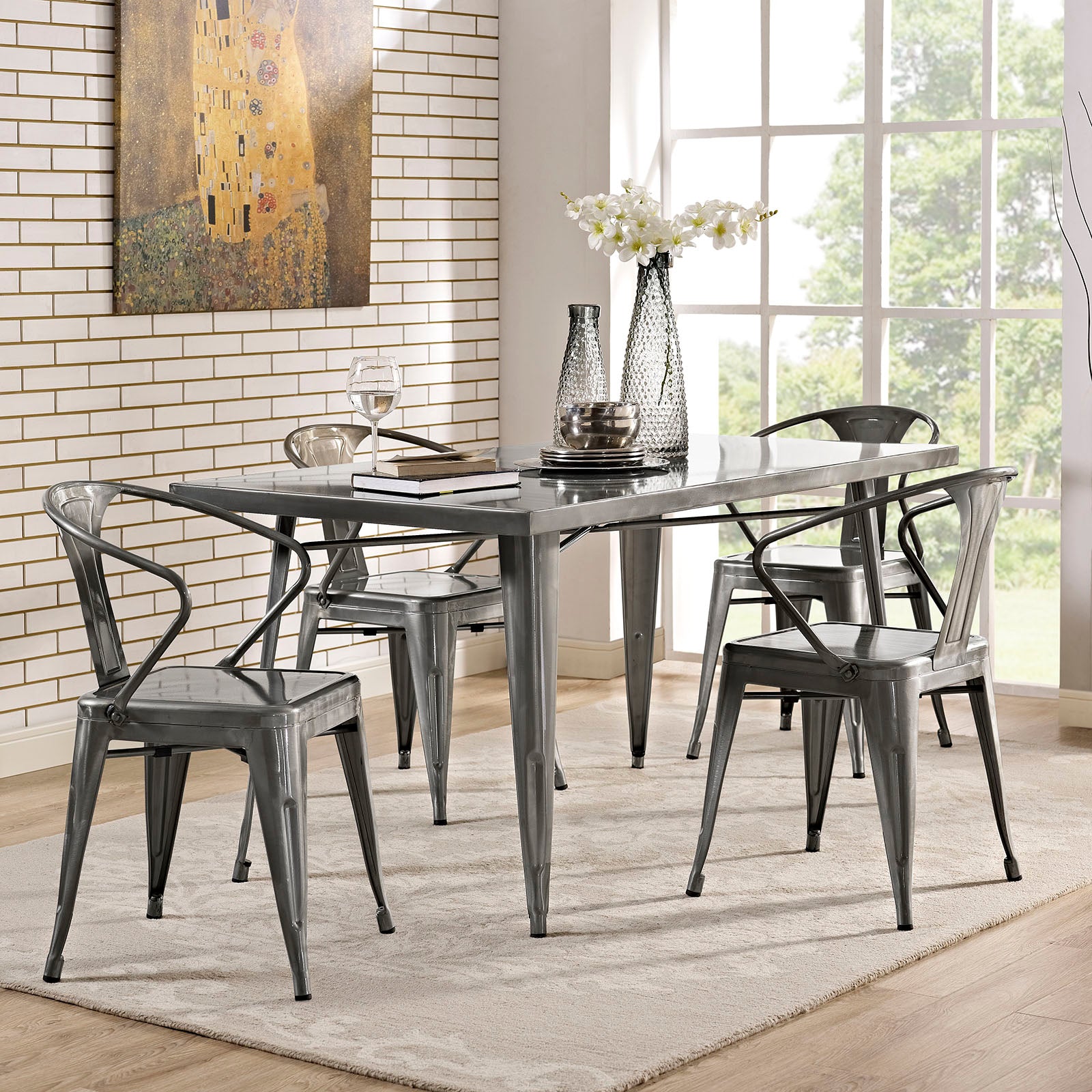 Modway Dining Tables - Alacrity Rectangle Metal Dining Table Gunmetal