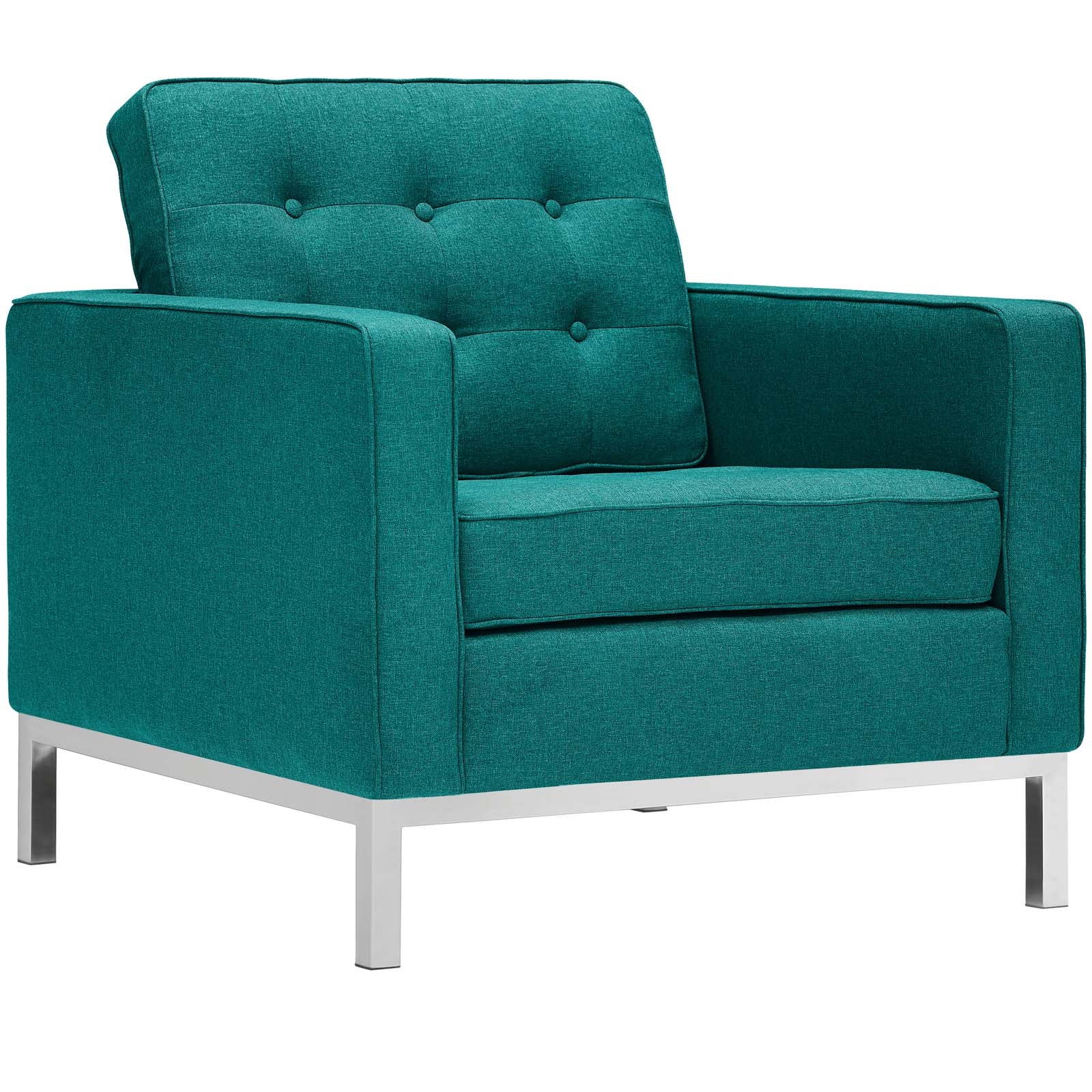 Modway Accent Chairs - Loft Fabric Armchair Teal