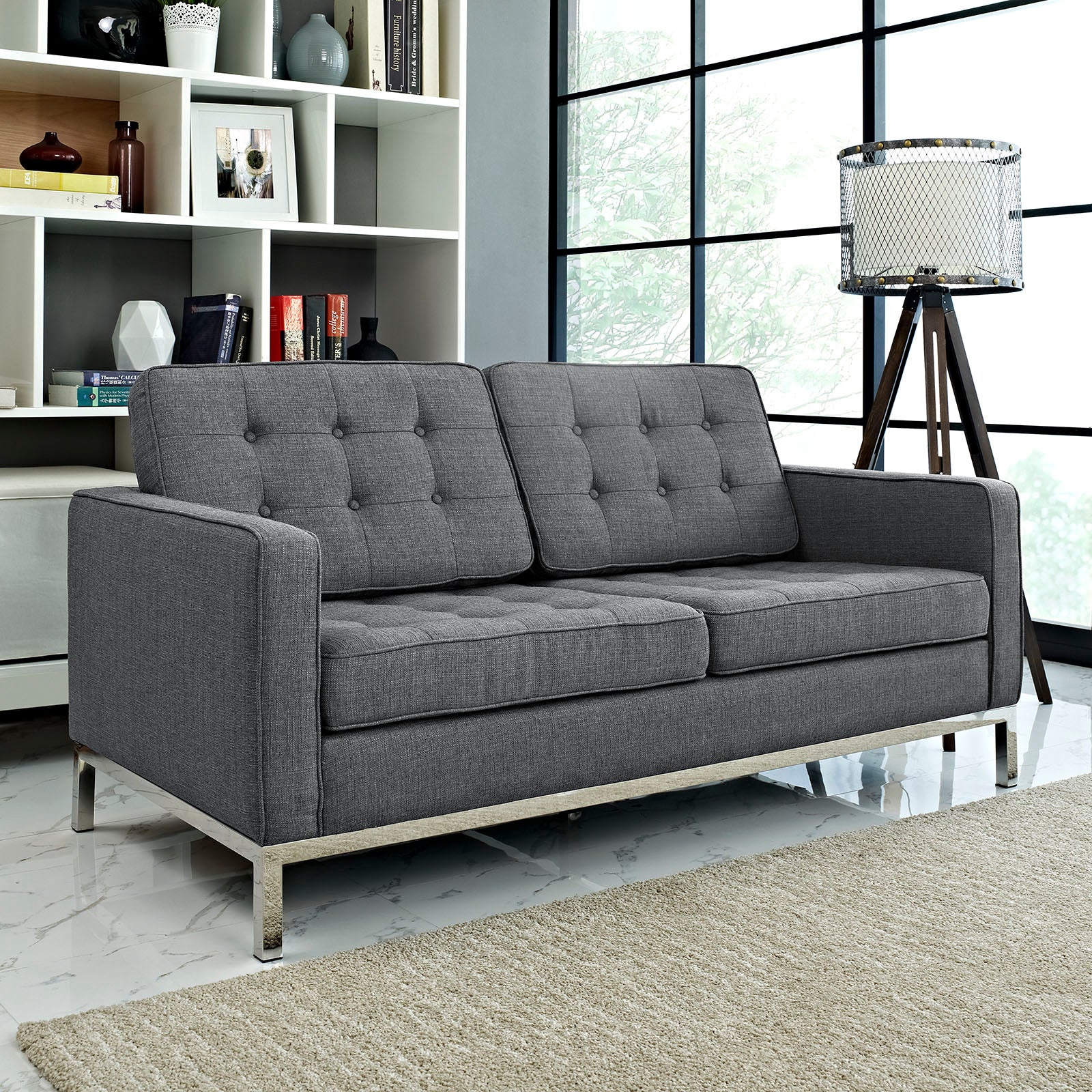 Modway Loveseats - Loft Fabric Loveseat Gray