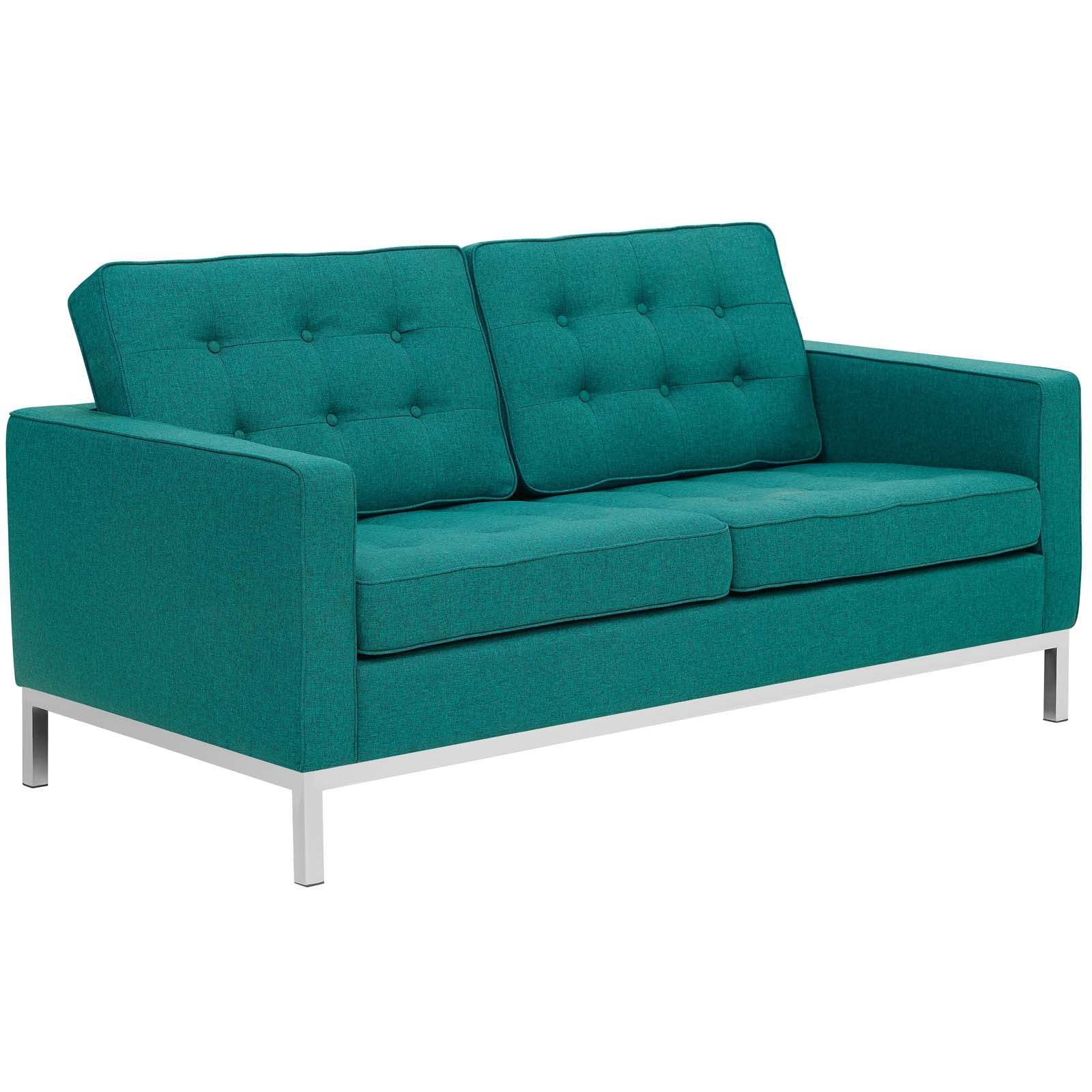 Modway Loveseats - Loft Fabric Loveseat Teal