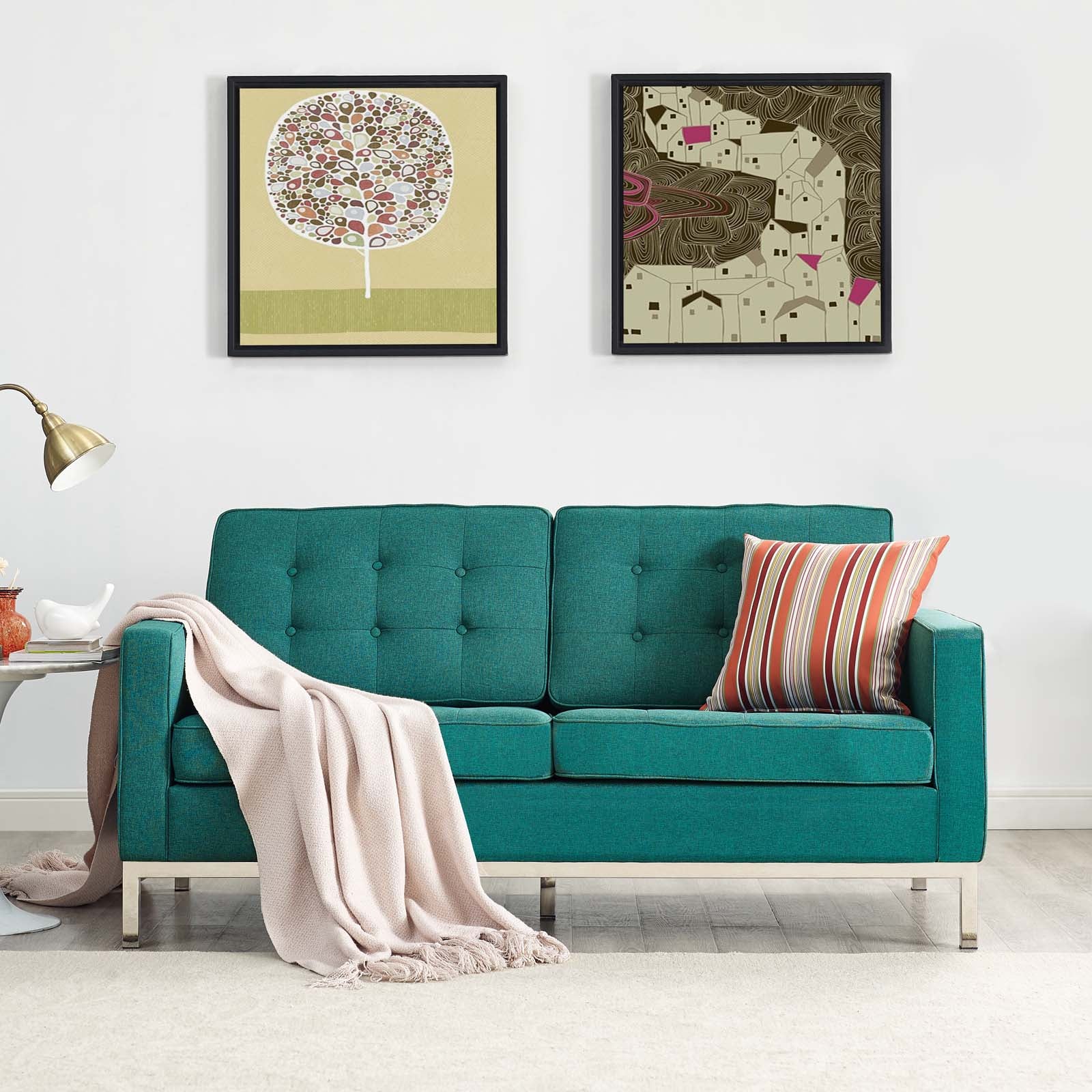 Modway Loveseats - Loft Fabric Loveseat Teal