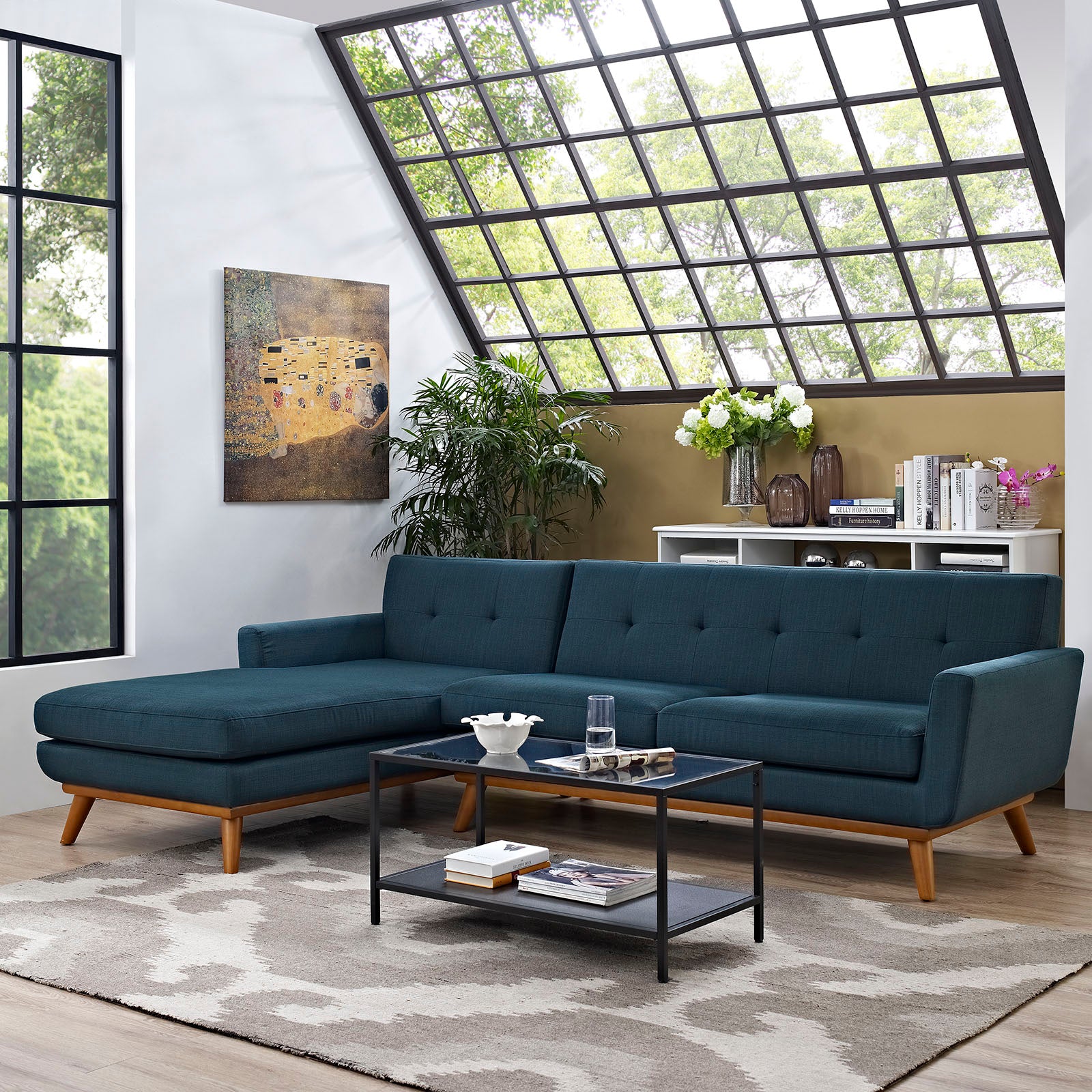 Modway Sectional Sofas - Engage Left-Facing Sectional Sofa Azure