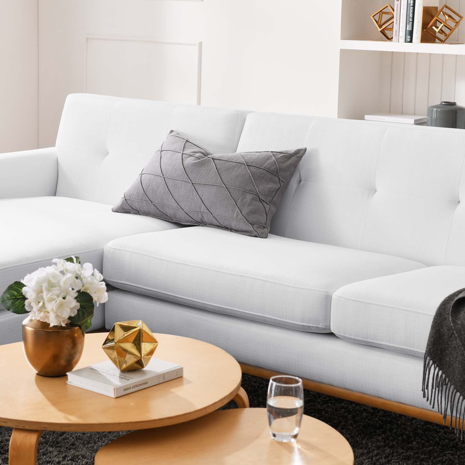 Modway Sectional Sofas - Engage Left-Facing Upholstered Fabric Sectional Sofa White