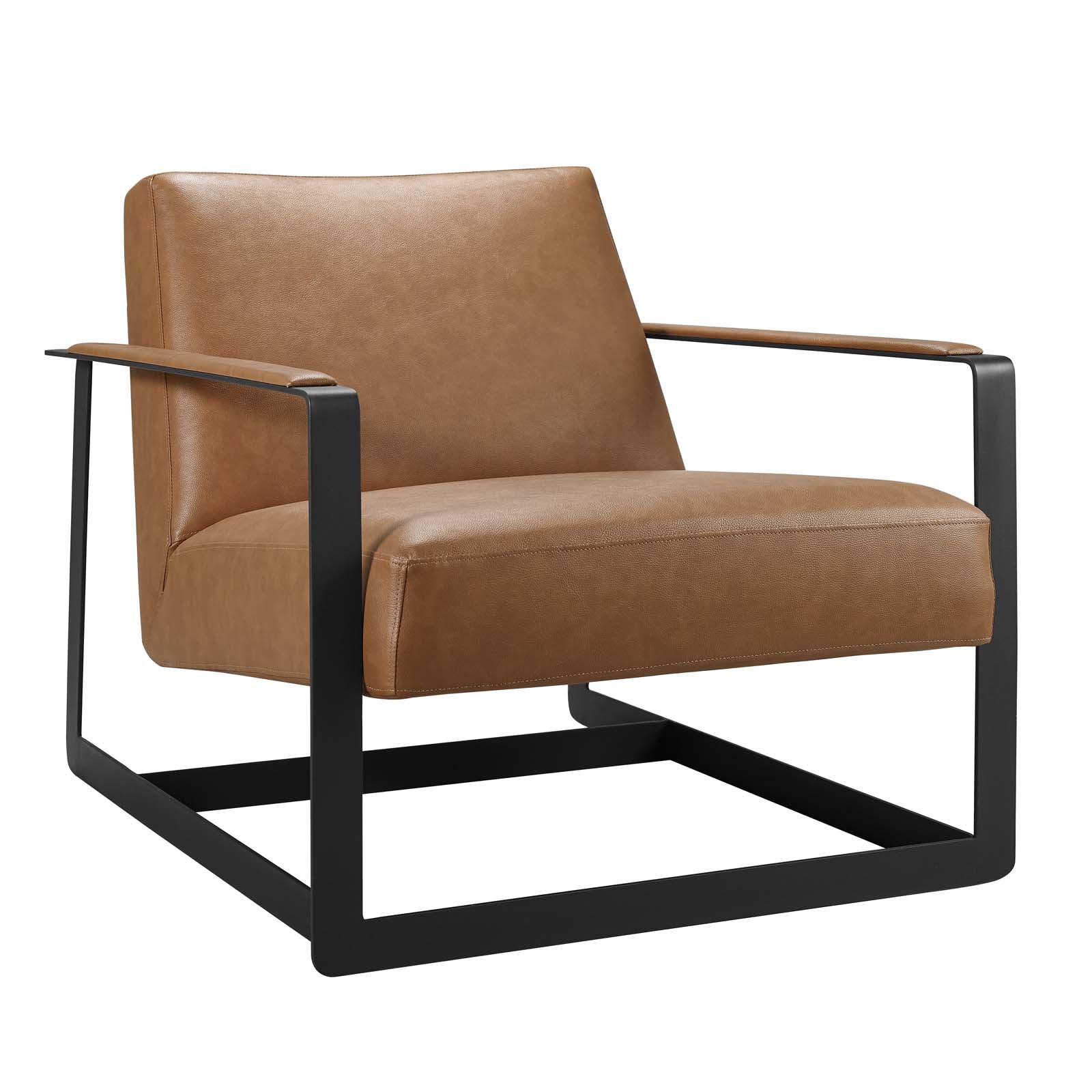 Modway Accent Chairs - Seg Vegan Leather Accent Chair Tan