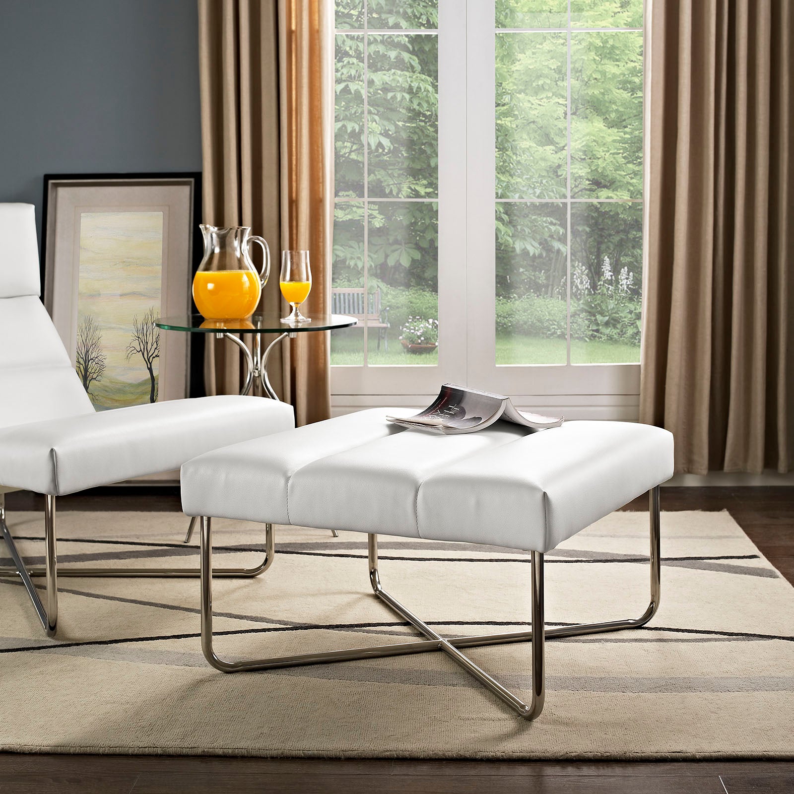 Modway Ottomans & Stools - Reach Upholstered Vinyl Ottoman White
