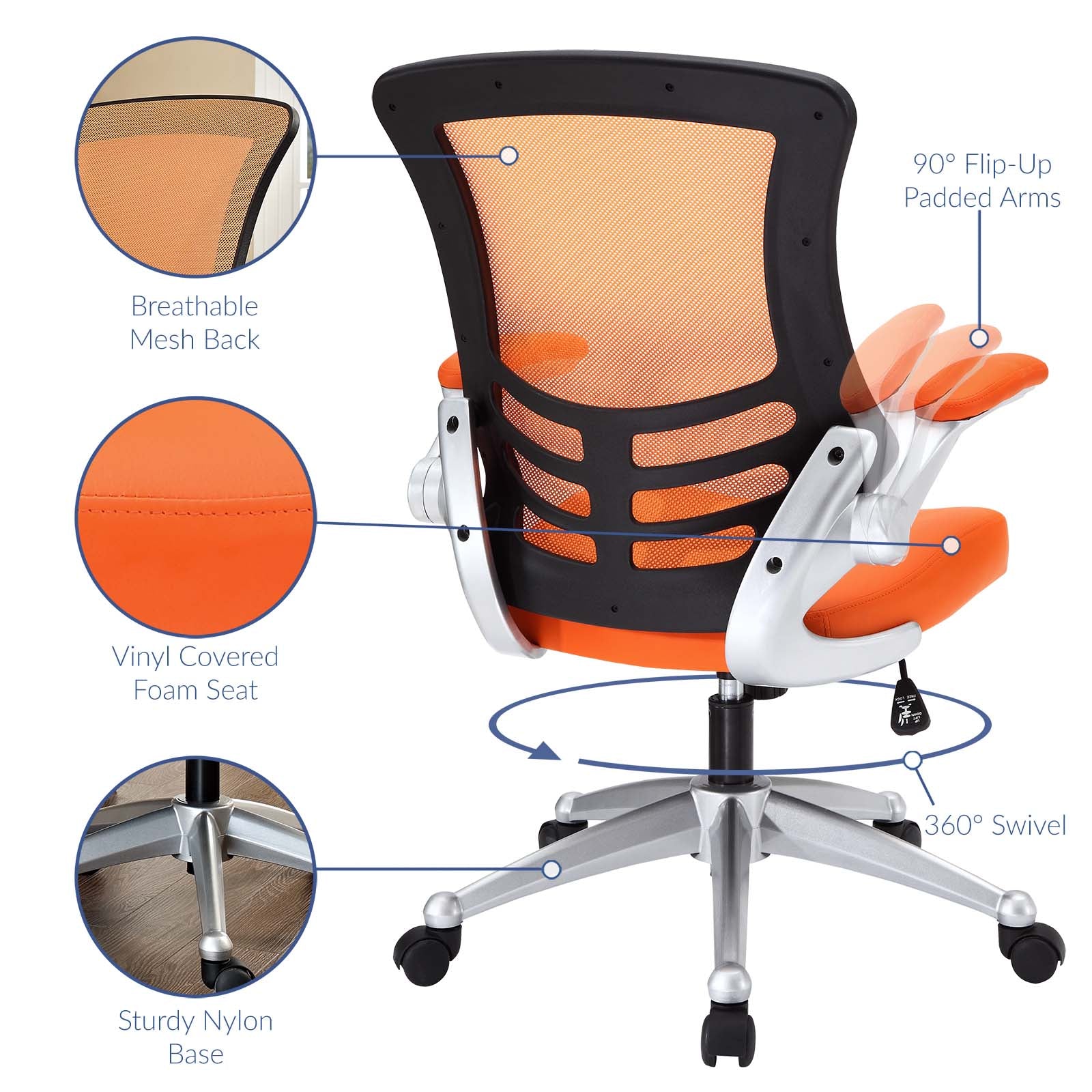 Modway Task Chairs - Attainment Office Chair Orange