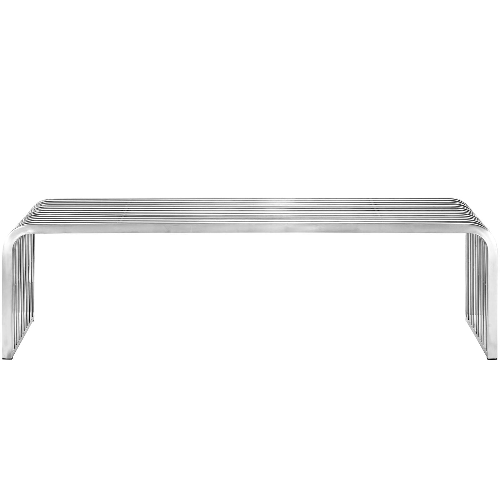 Modway Benches - Pipe 60" Stainless Steel Bench Silver
