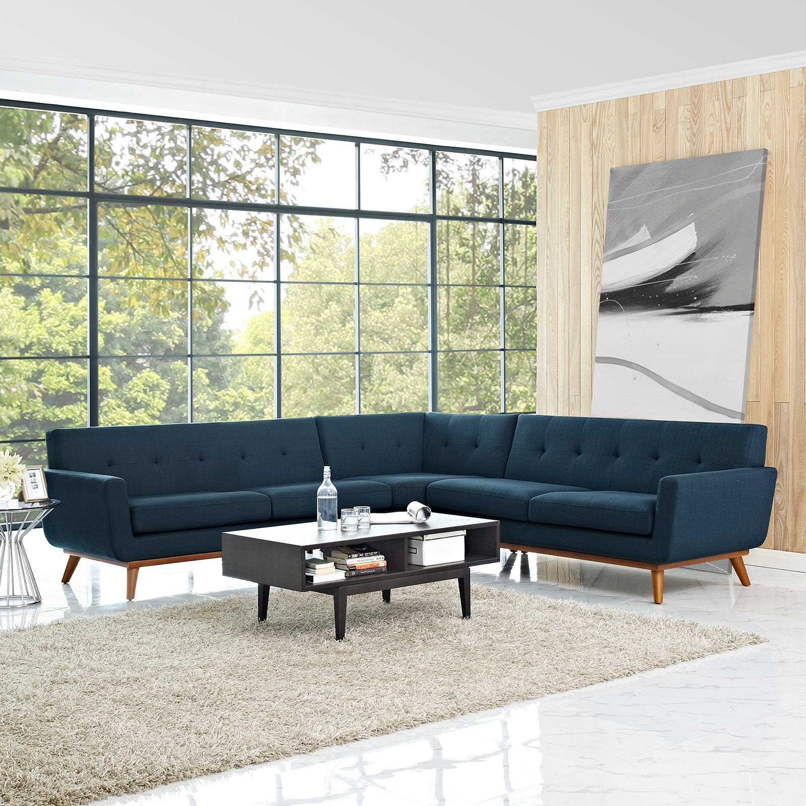 Modway Sectional Sofas - Engage L-Shaped Sectional Sofa Azure