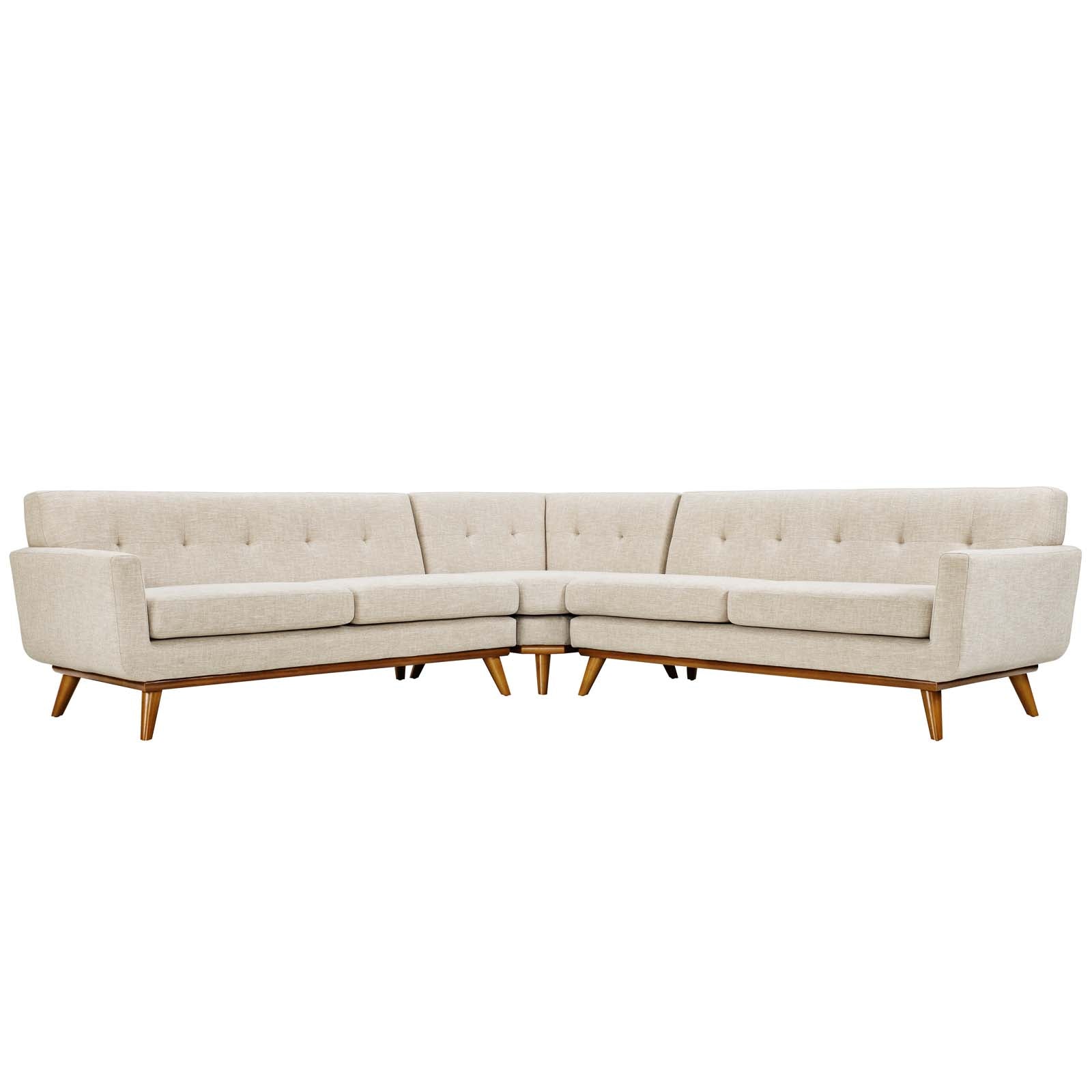 Modway Sectional Sofas - Engage-L-Shaped-Upholstered-Fabric-Sectional-Sofa-Beige