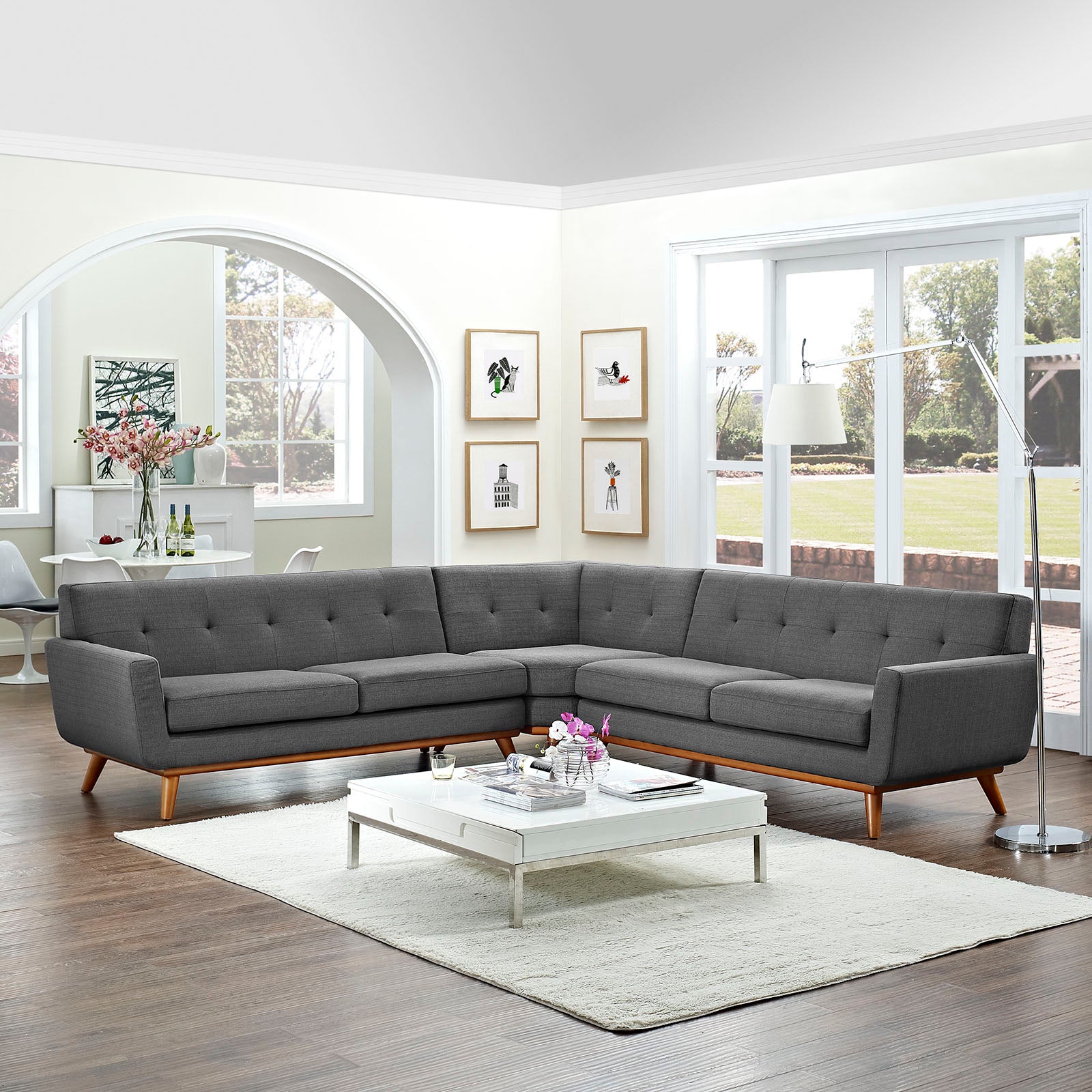 Modway Sectional Sofas - Engage L-Shaped Sectional Sofa Gray