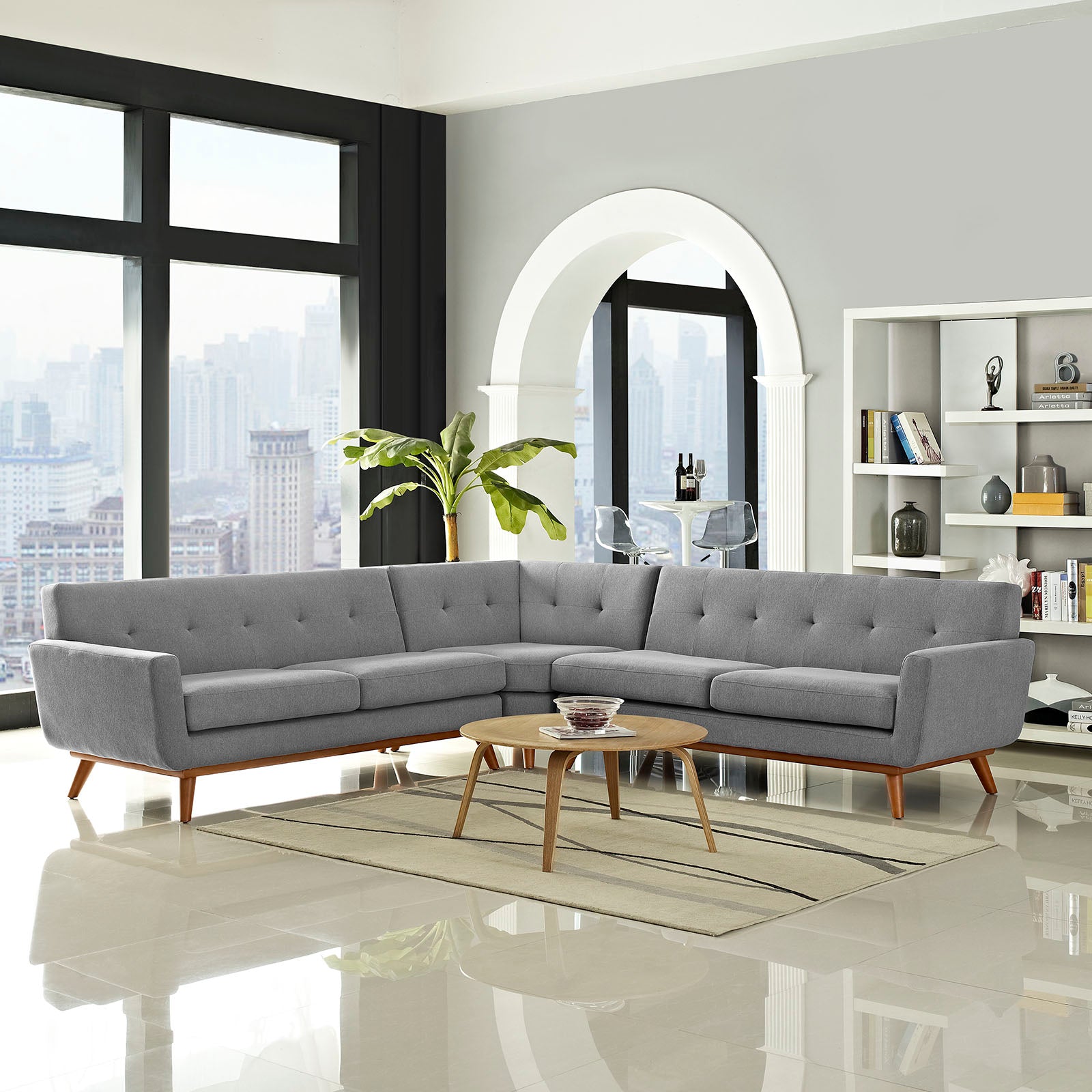Modway Sectional Sofas - Engage L-Shaped Sectional Sofa Expectation Gray