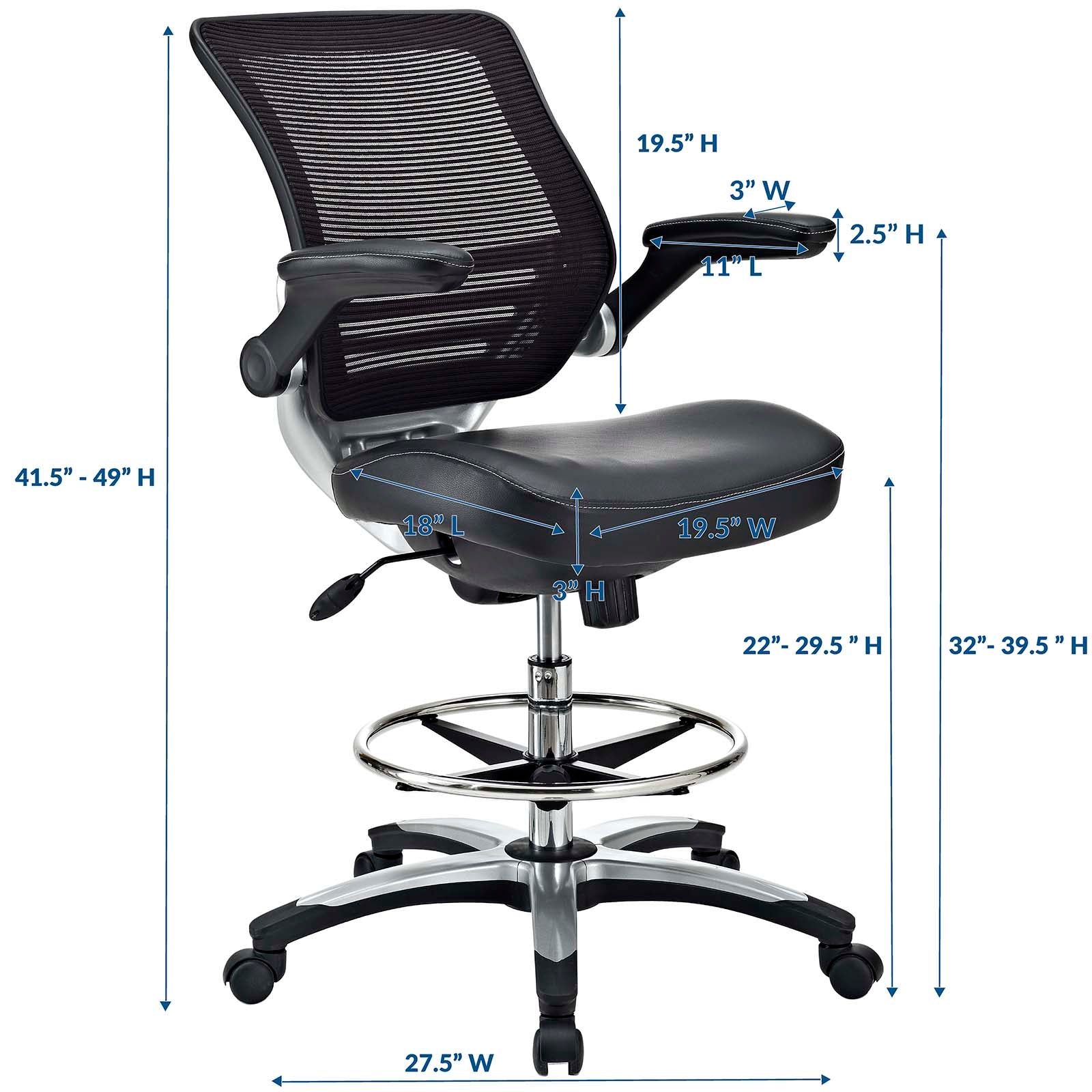 Modway Task Chairs - Edge Drafting Chair Black