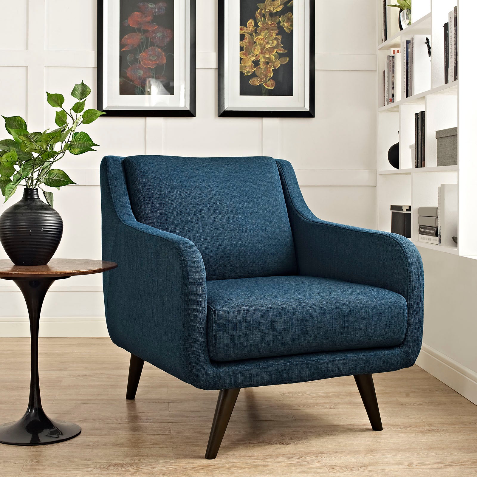 Modway Accent Chairs - Verve Upholstered Fabric Armchair Azure