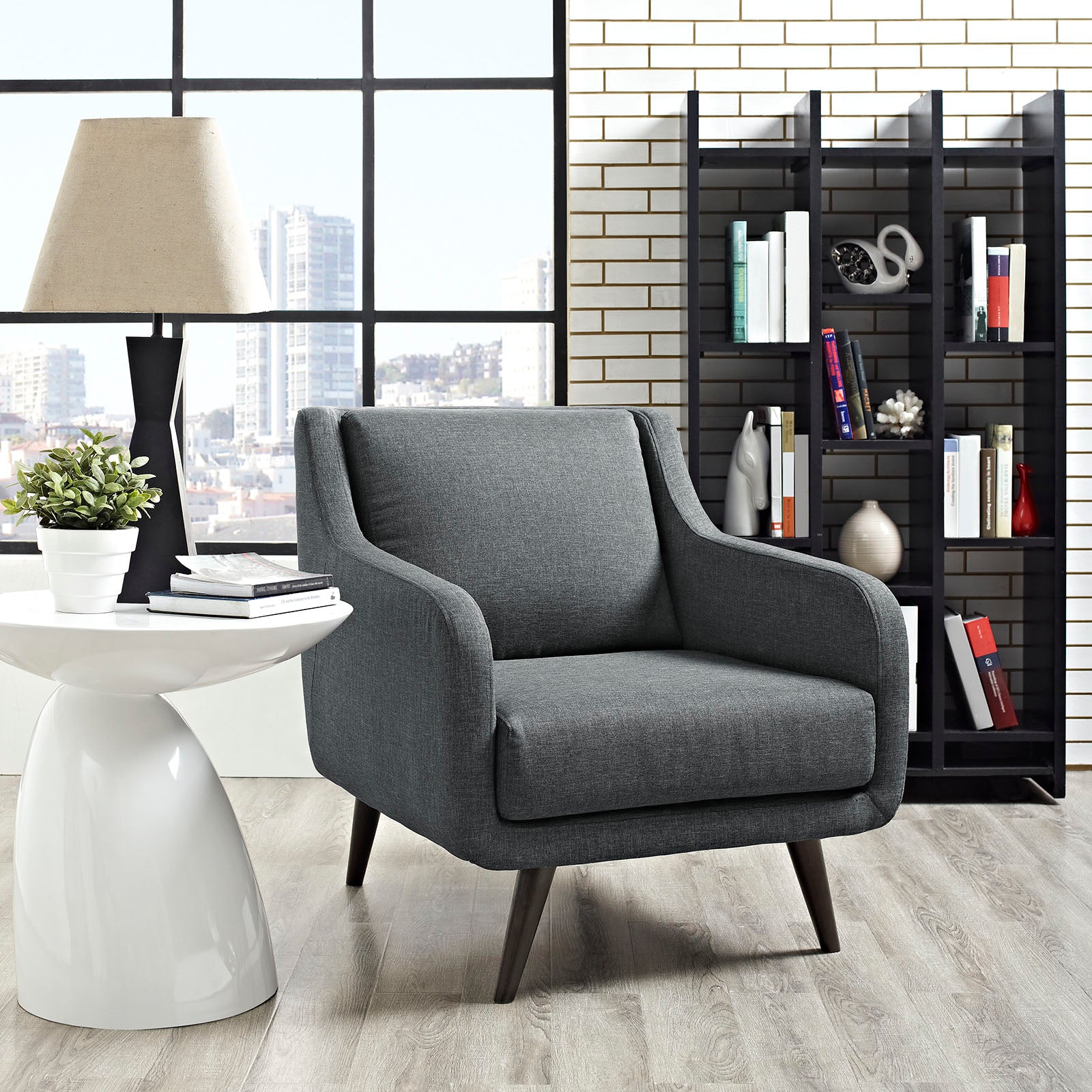 Modway Accent Chairs - Verve Upholstered Fabric Armchair Gray