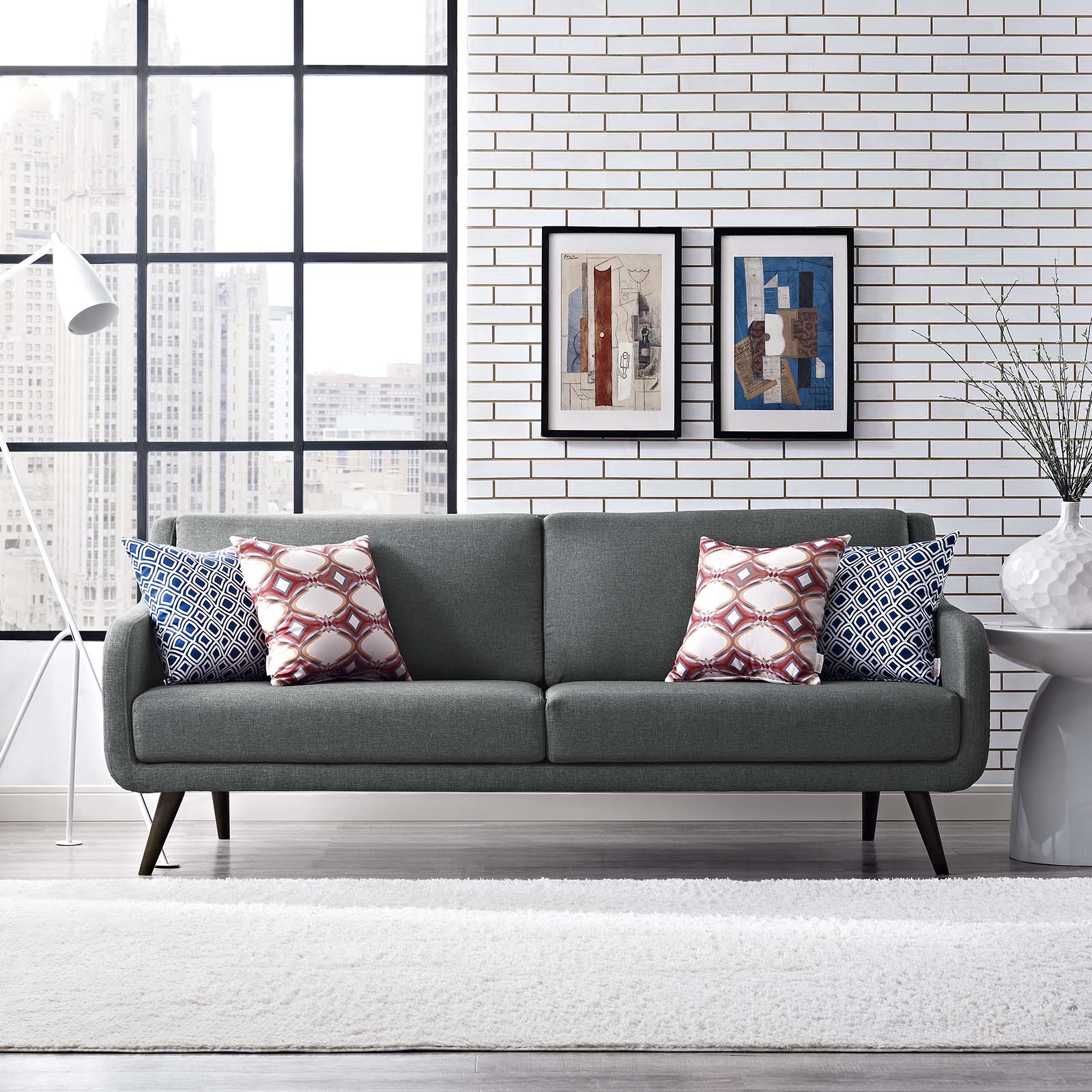 Modway Sofas & Couches - Verve Upholstered Fabric Sofa Gray