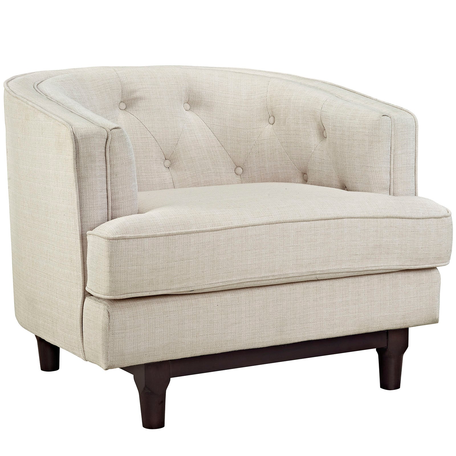 Modway Accent Chairs - Coast Upholstered Fabric Armchair Beige