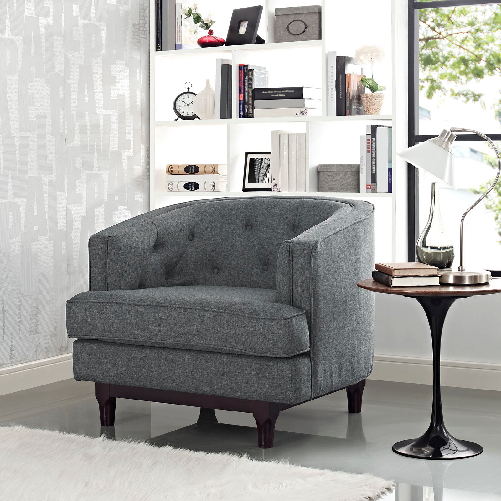 Modway Chairs - Coast Upholstered Fabric Armchair Gray