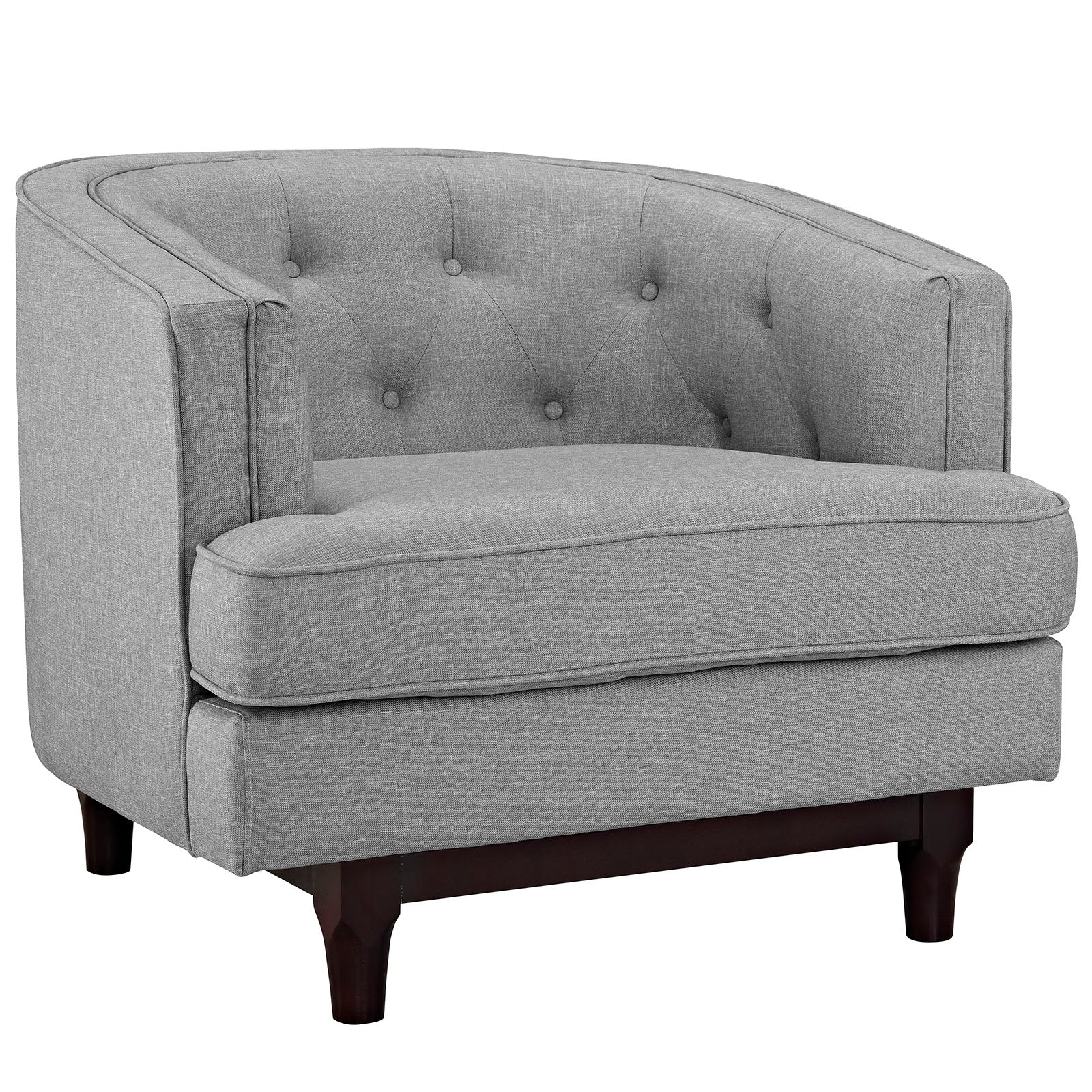 Modway Chairs - Coast Upholstered Fabric Armchair Light Gray