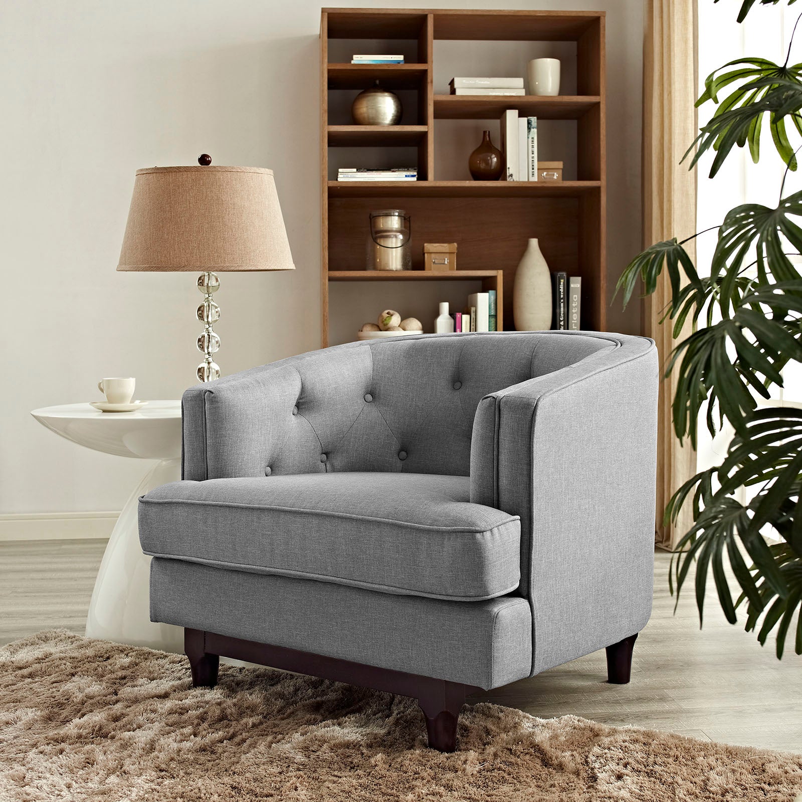 Modway Chairs - Coast Upholstered Fabric Armchair Light Gray