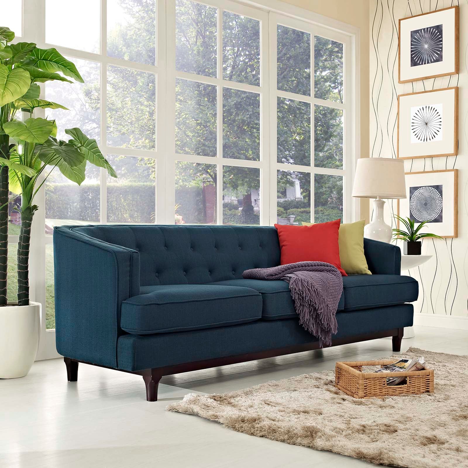 Modway Sofas & Couches - Coast Upholstered Fabric Sofa Azure