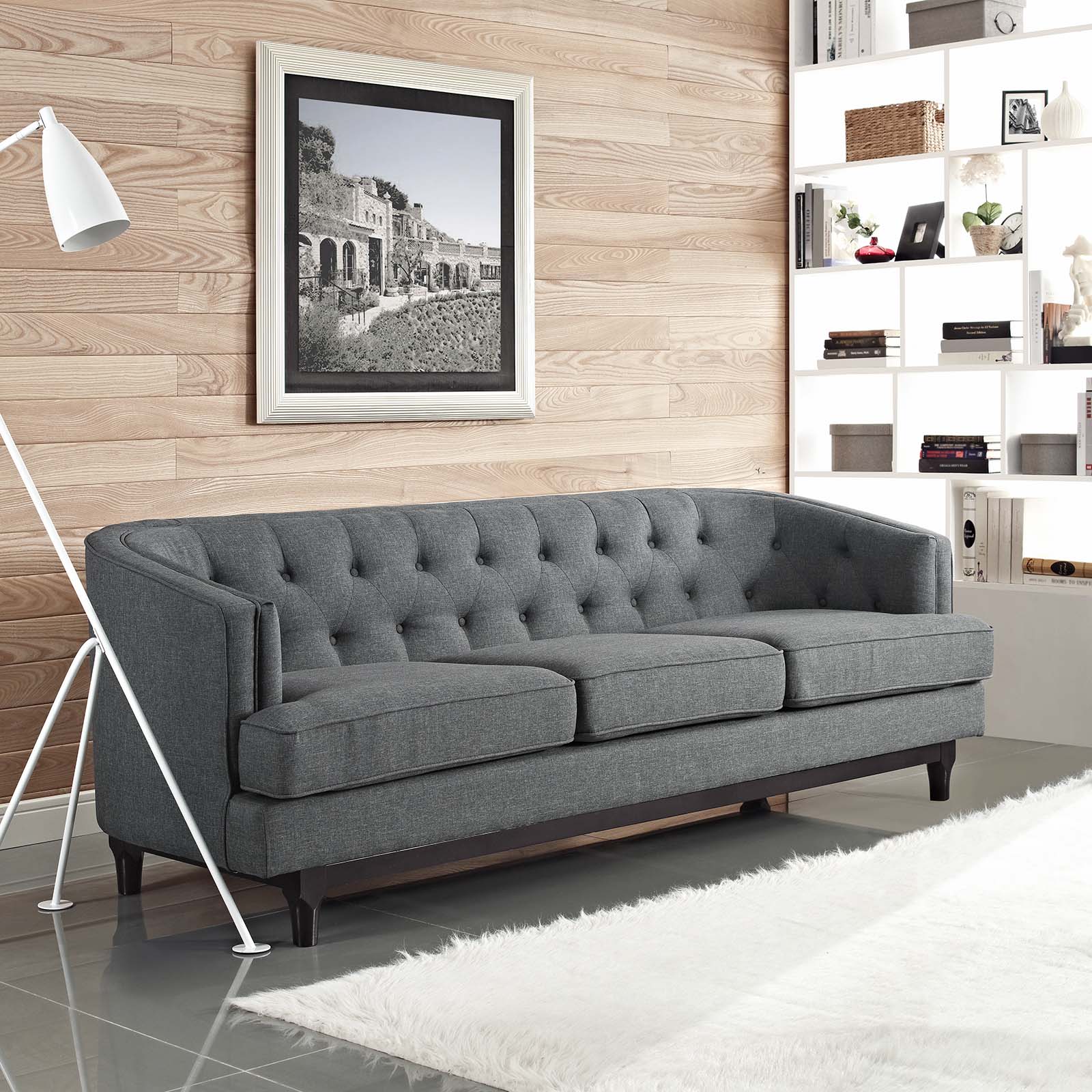 Modway Sofas & Couches - Coast Upholstered Fabric Sofa Gray