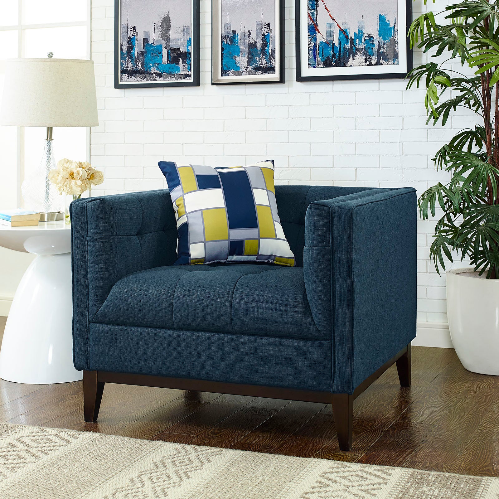 Modway Accent Chairs - Serve Upholstered Fabric Armchair Azure