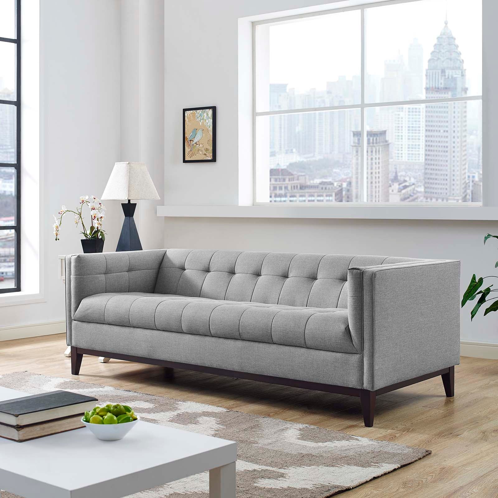 Modway Sofas & Couches - Serve Upholstered Fabric Sofa Light Gray