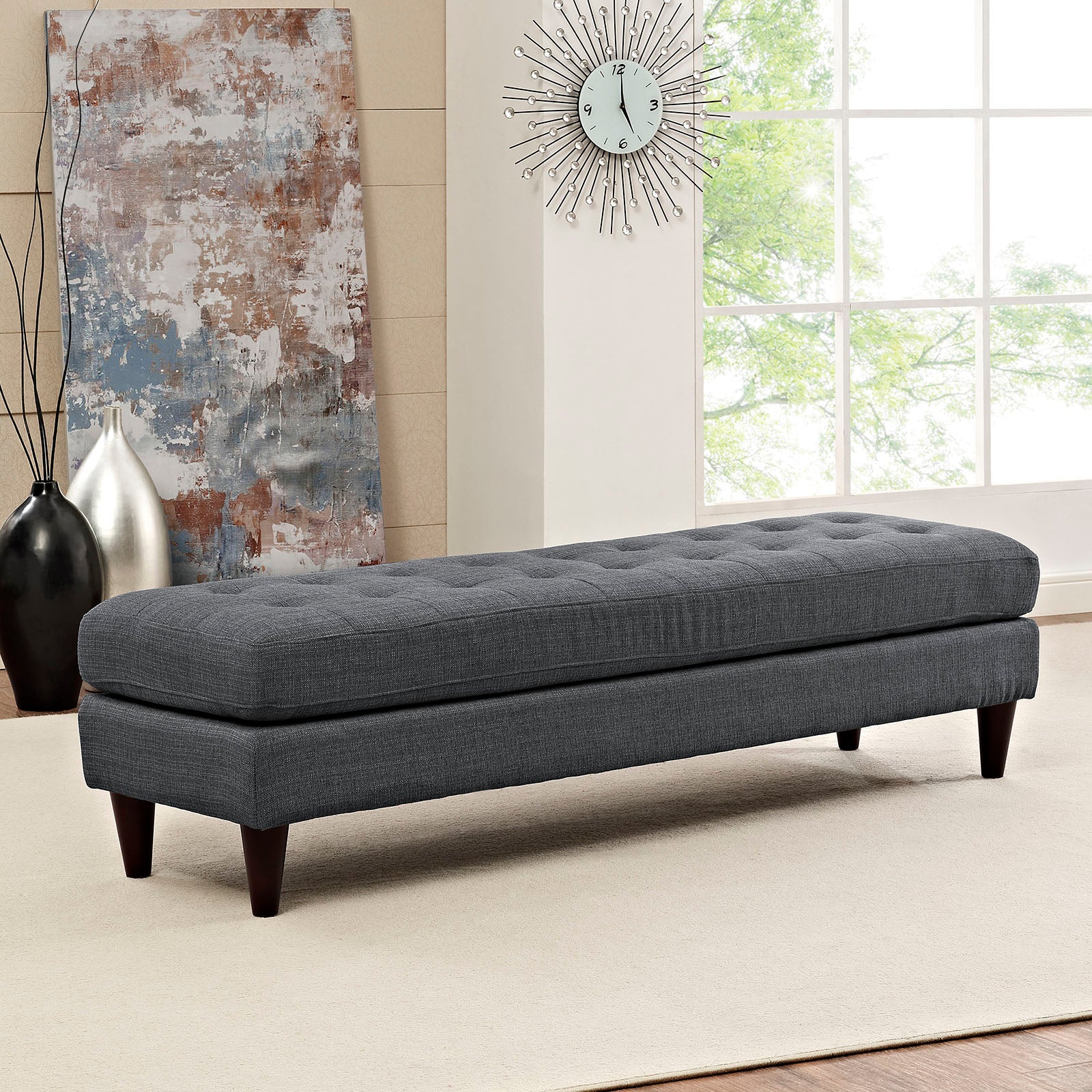 Modway Benches - Empress Large Bench Gray