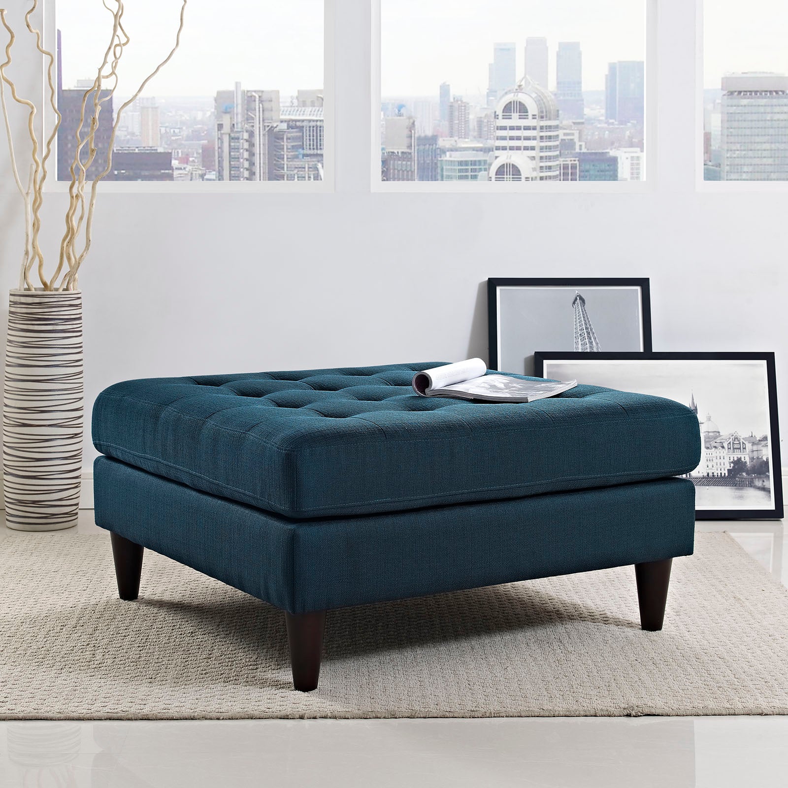 Modway Ottomans & Stools - Empress Upholstered Fabric Large Ottoman Azure