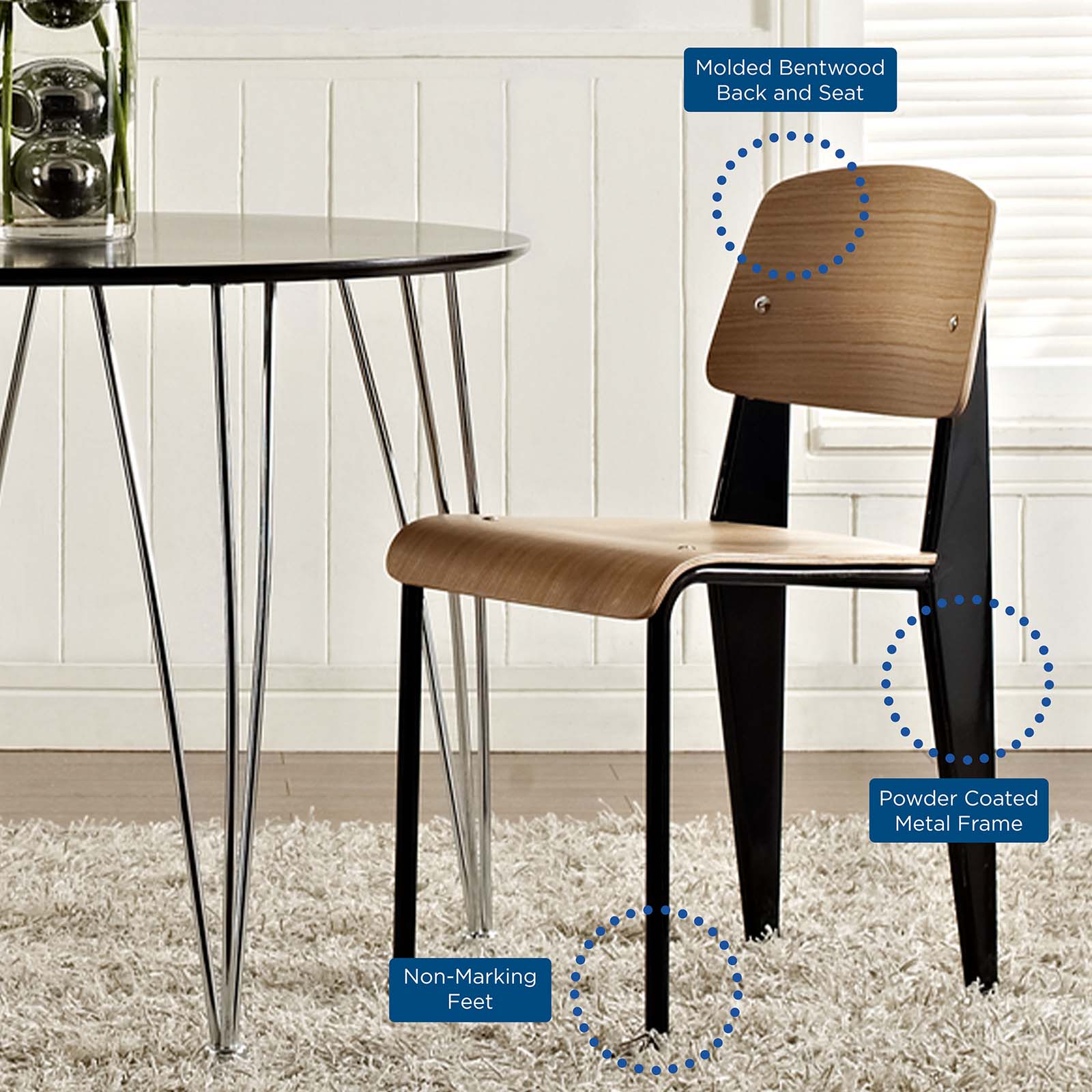 Modway Dining Chairs - Cabin Dining Chair Natural Black