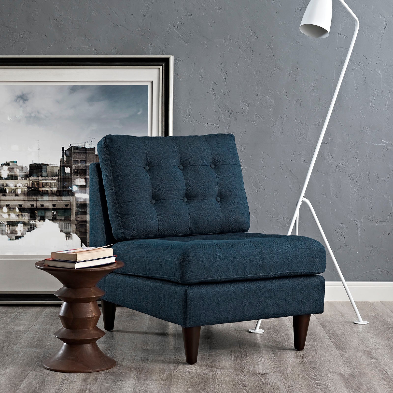 Modway Accent Chairs - Empress Upholstered Fabric Lounge Chair Azure