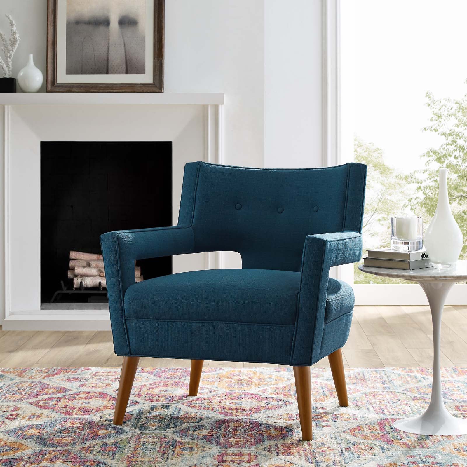 Modway Accent Chairs - Sheer Upholstered Fabric Armchair Azure