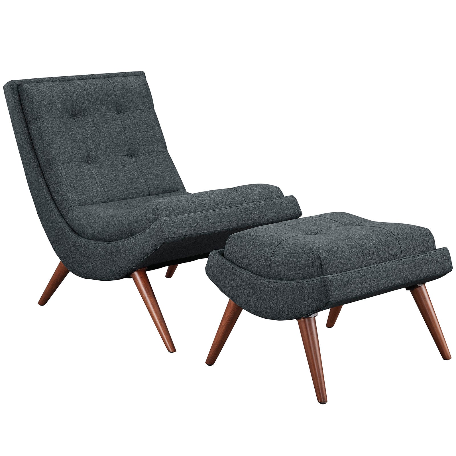 Modway Living Room Sets - Ramp Upholstered Fabric Lounge Chair Set Gray