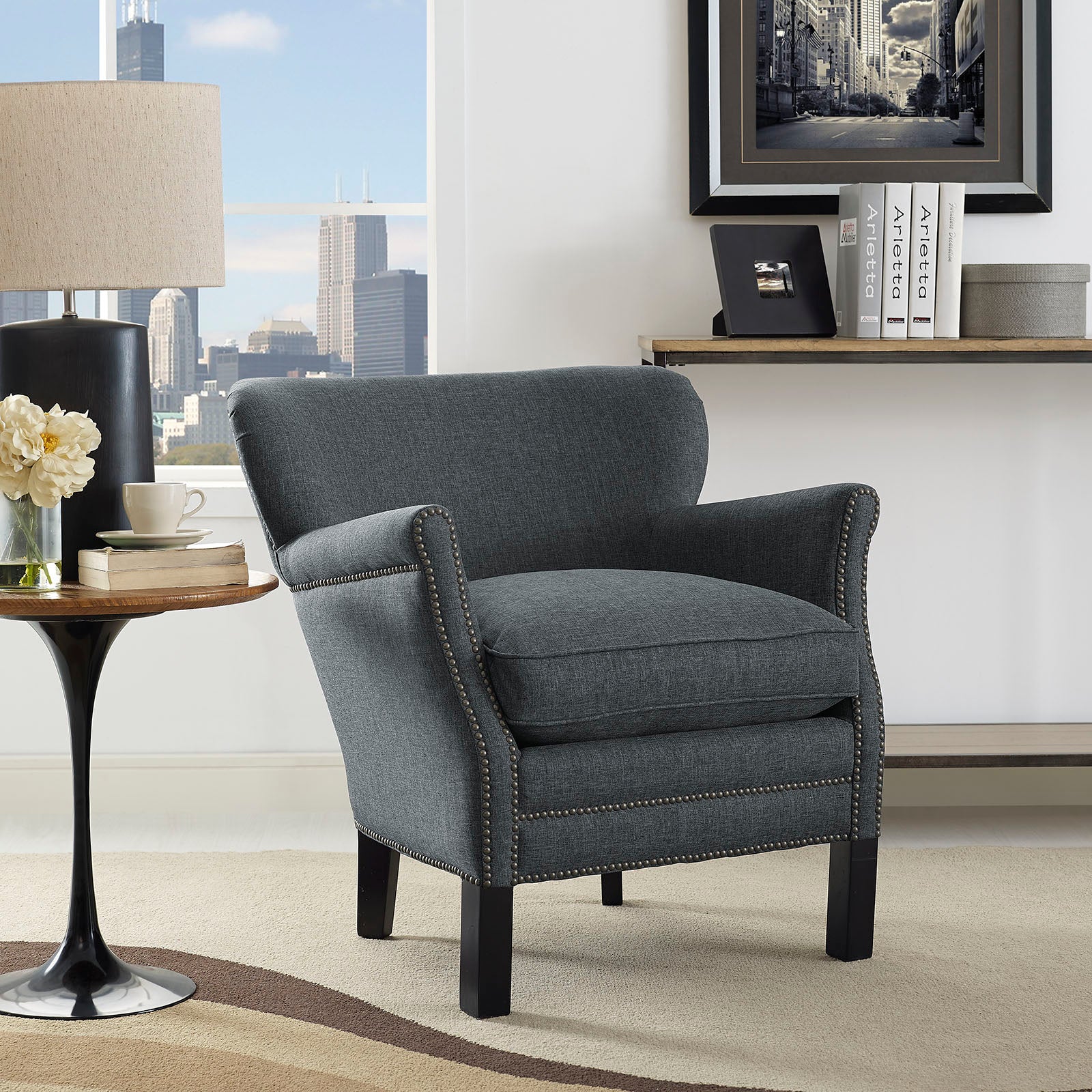 Modway Chairs - Key Upholstered Fabric Armchair Gray