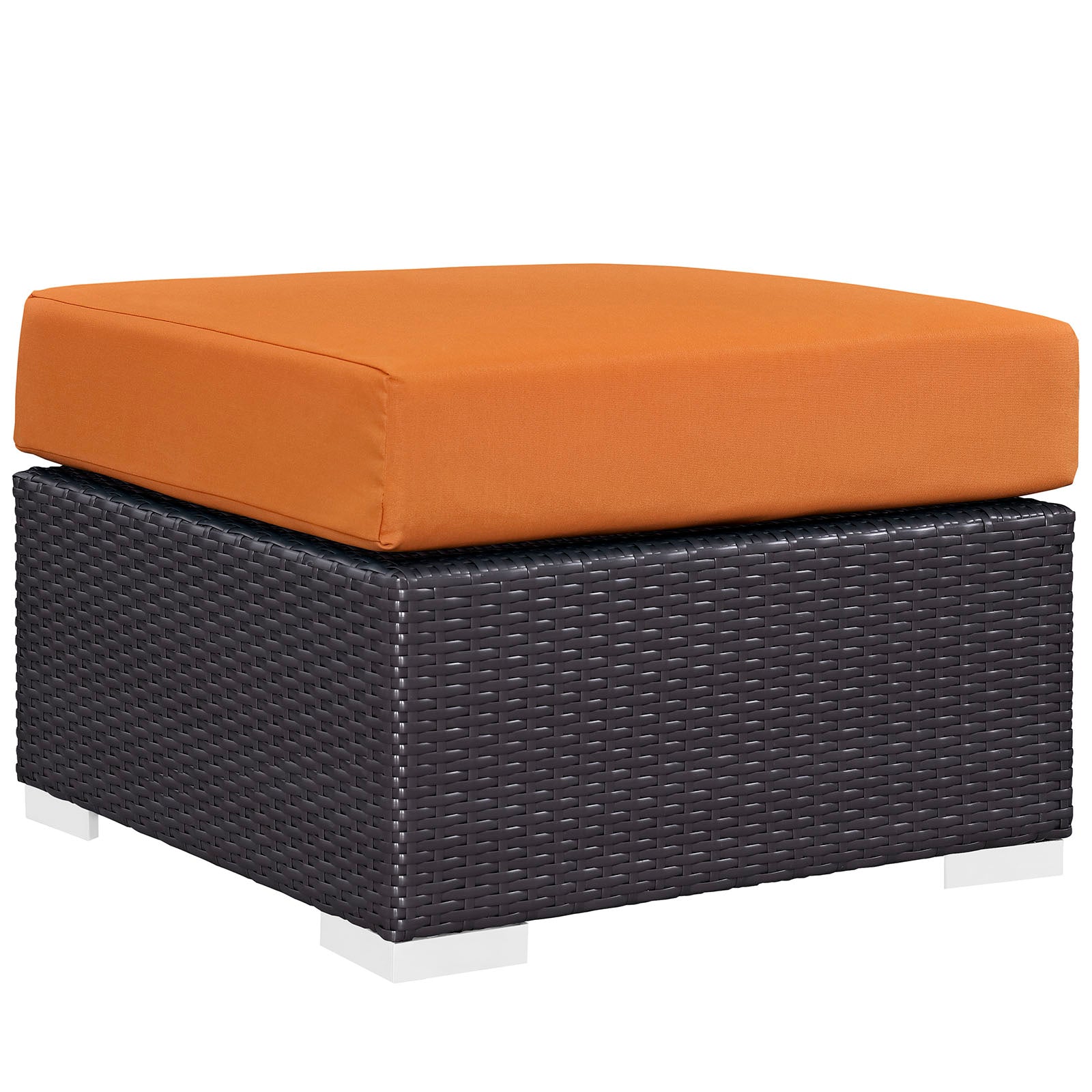Modway Outdoor Conversation Sets - Convene 5 Piece Outdoor 130.5"W Patio Sofa Set Espresso Orange