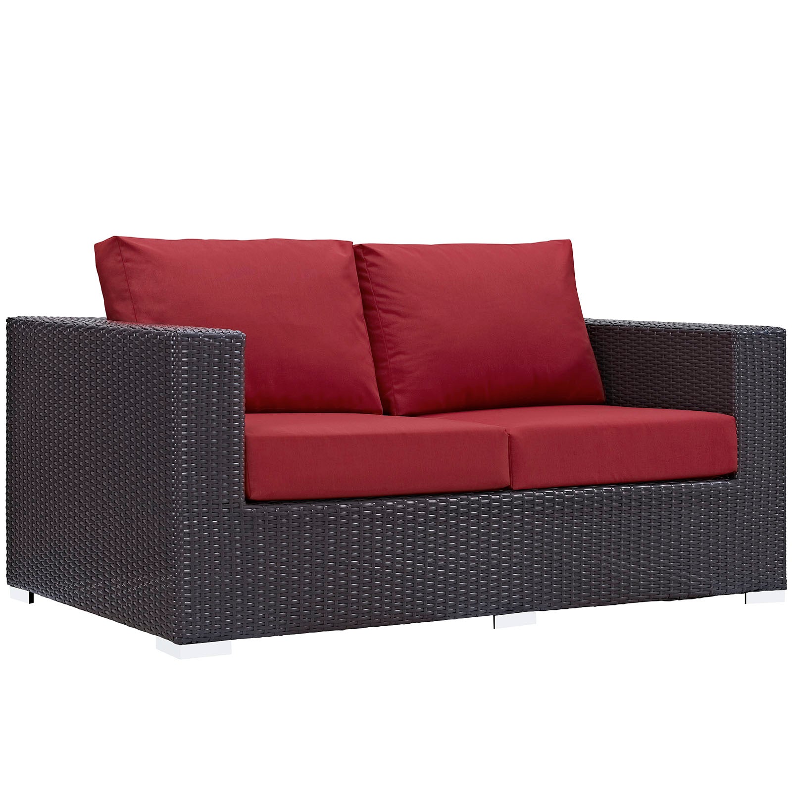 Modway Outdoor Conversation Sets - Convene 5 Pcs Outdoor Patio Sofa Set Espresso Red