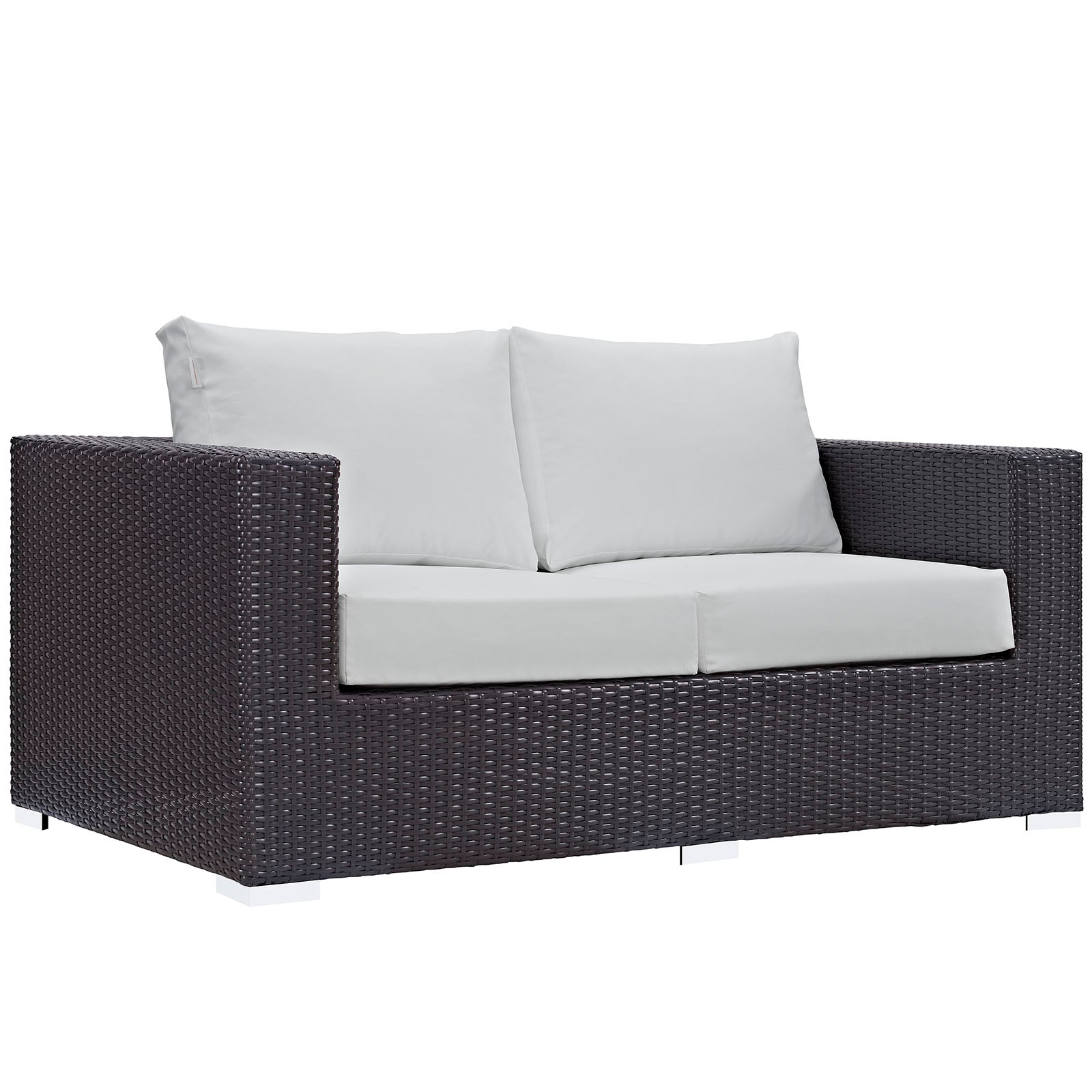 Modway Outdoor Conversation Sets - Convene 5 Piece Outdoor Patio 130.5"W Sofa Set Espresso White