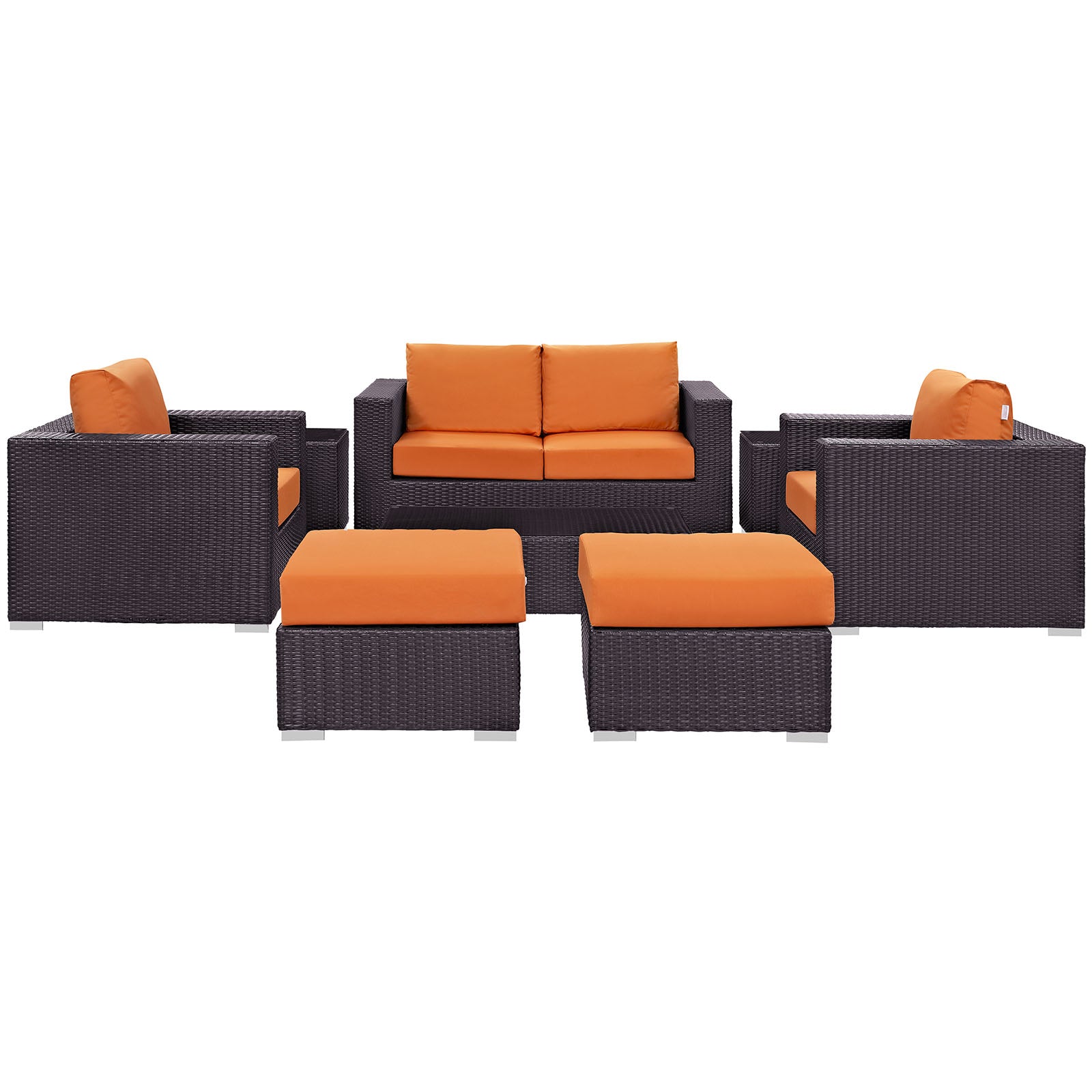Modway Outdoor Conversation Sets - Convene 8 Piece Outdoor Patio Sofa Set Espresso Orange